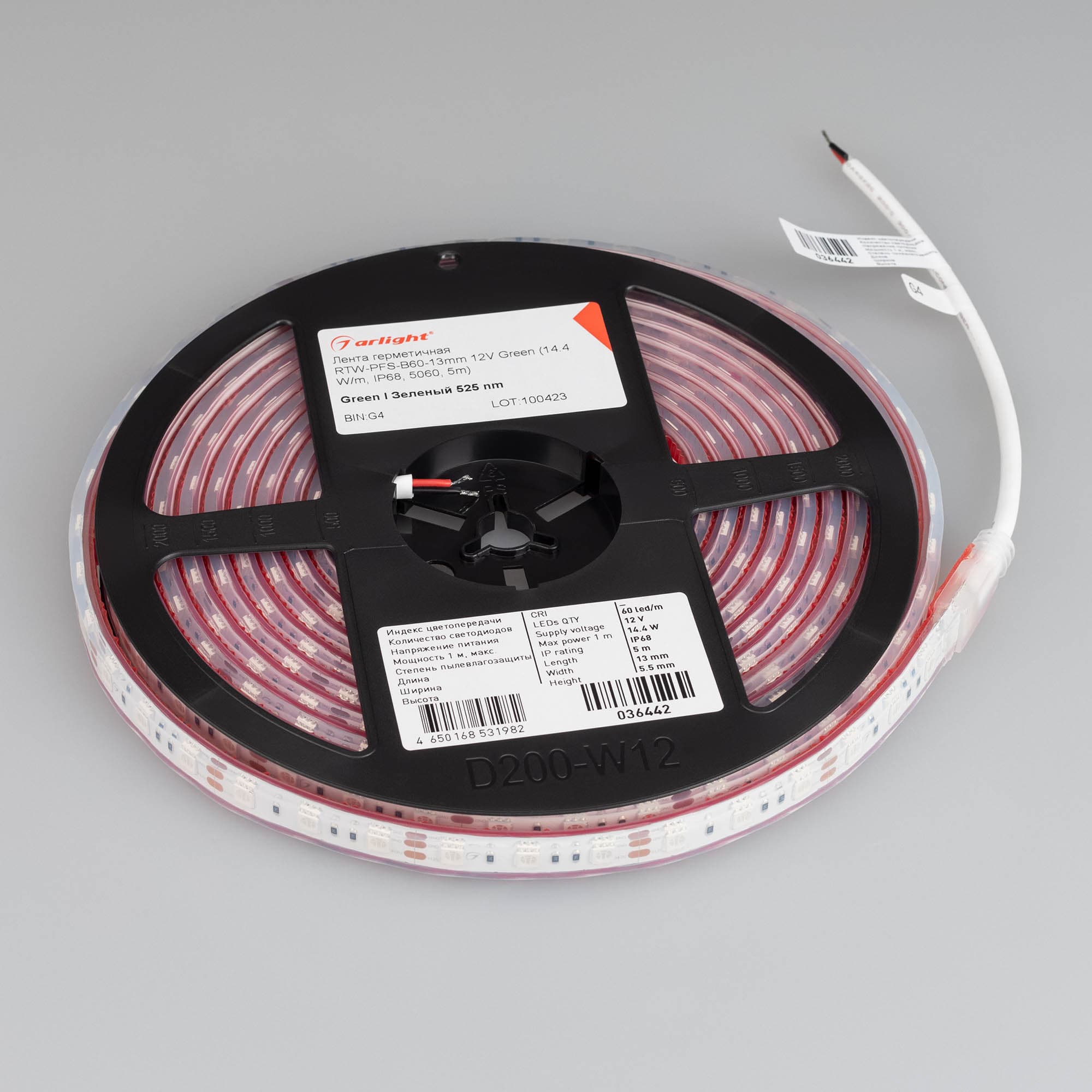 Светодиодная лента герметичная RTW-PFS-B60-13mm 12V Green (14.4 W/m, IP68, 5060, 5m) (Arlight, 14.4 Вт/м, IP68) 036442 — фото 2