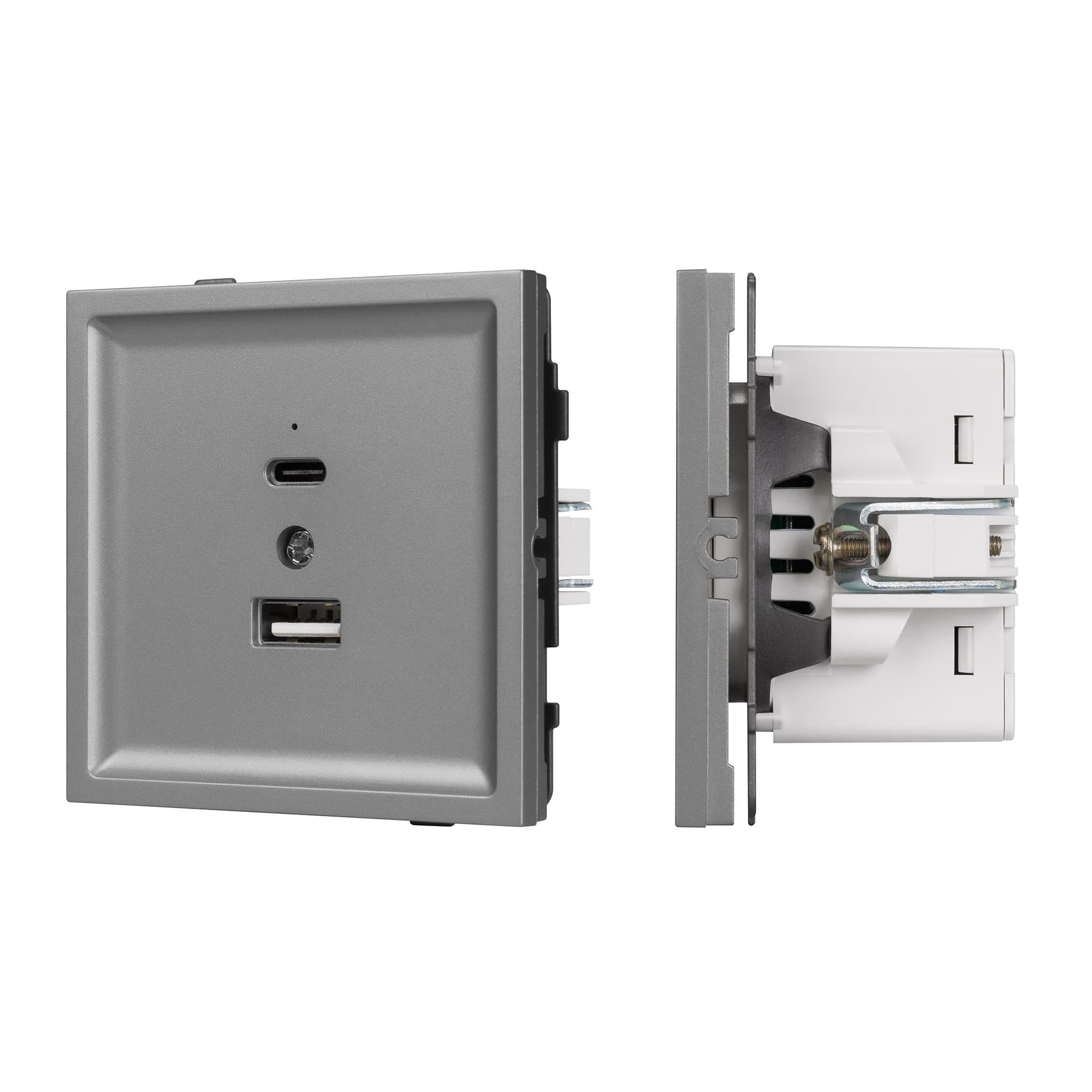 Механизм USB розетки SCT-TENDO-MUAC-PL-GR (5V, 3A, QC3) (Arlight, Графитовый) 054096