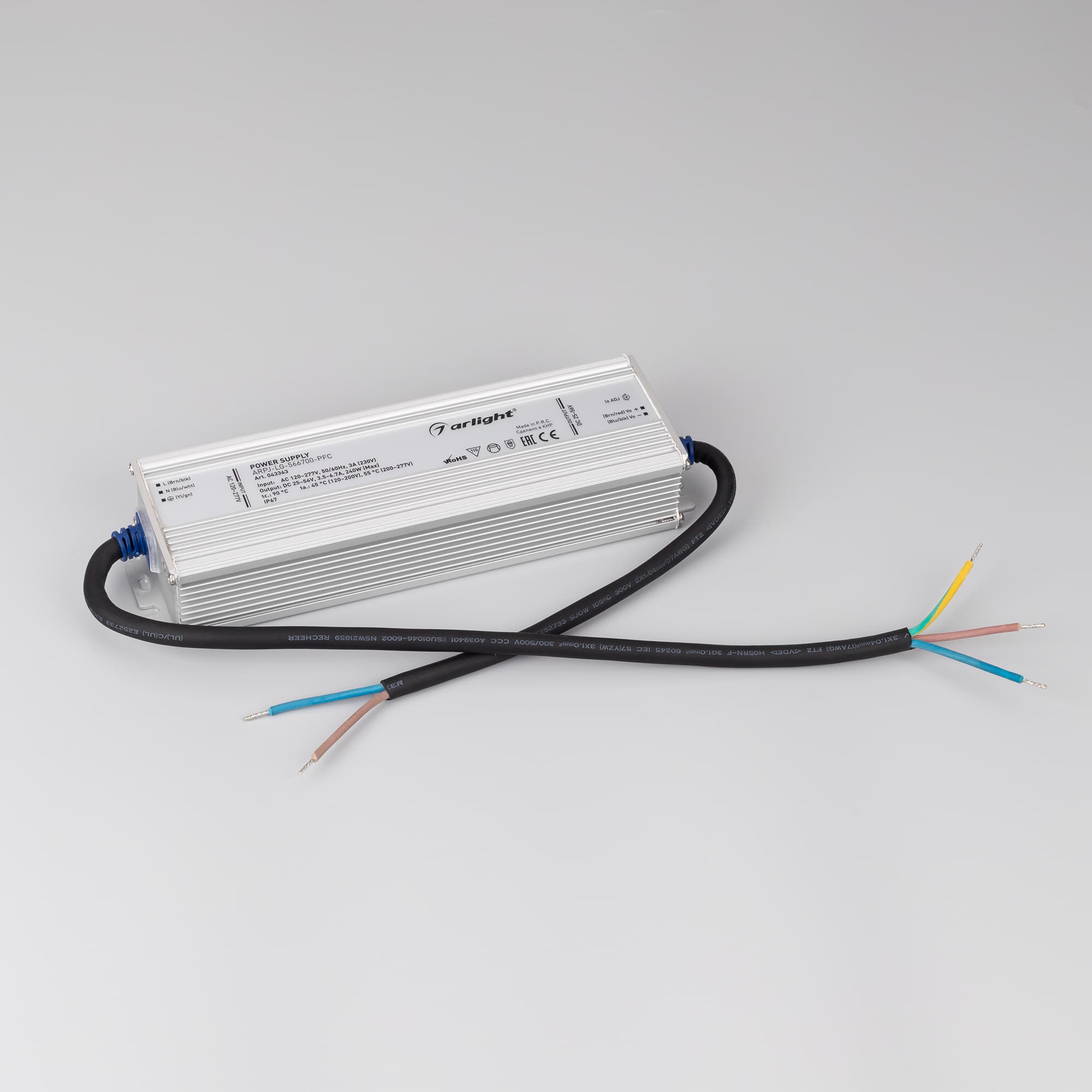 Блок питания ARPJ-LG-566700-PFC (240W, 25-56V, 3.5-6.7A) (Arlight, IP67 Металл, 5 лет) 043363 — фото 2