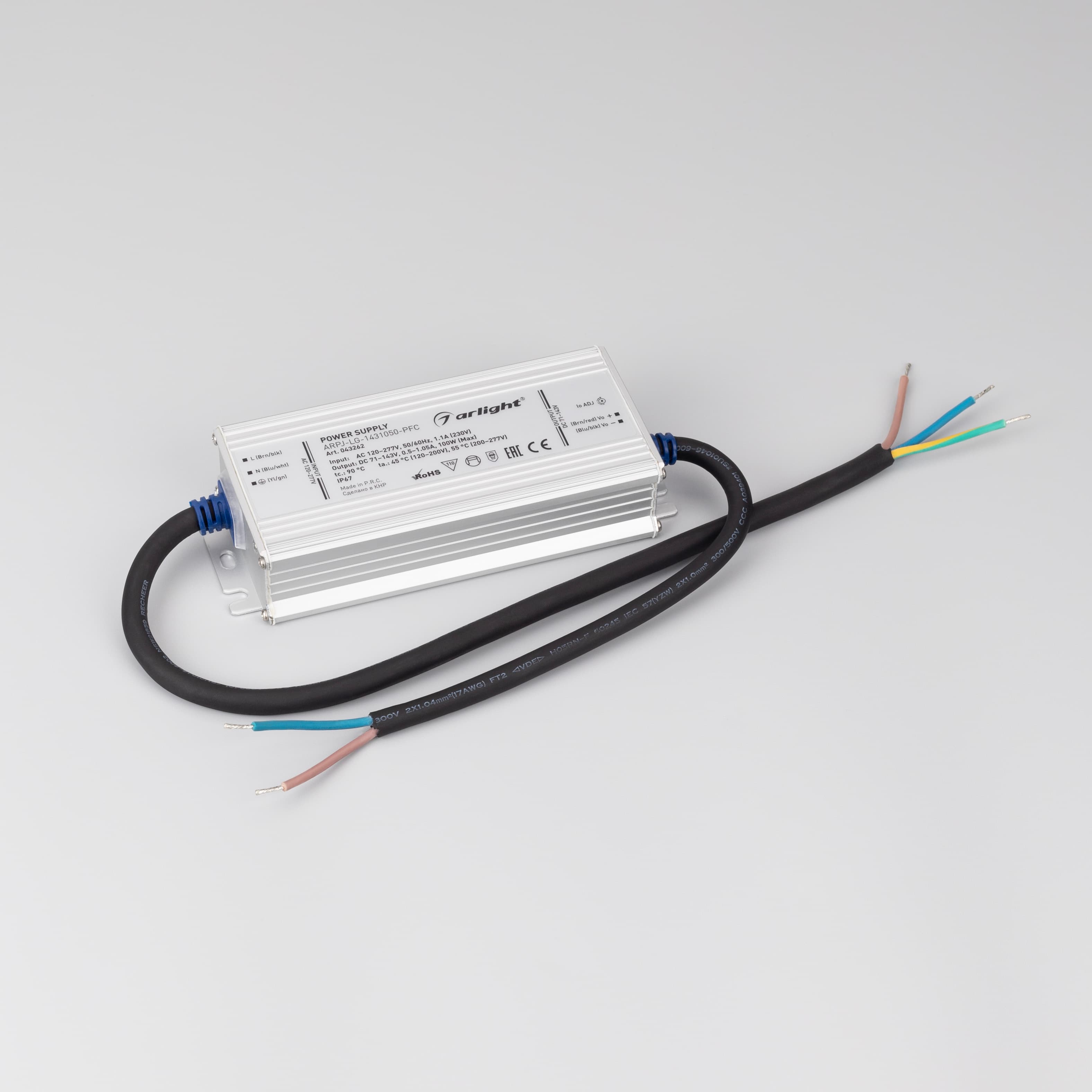 Блок питания ARPJ-LG-1431050-PFC (100W, 71-143V, 0.5-1.05A) (Arlight, IP67 Металл, 5 лет) 043262 — фото 2