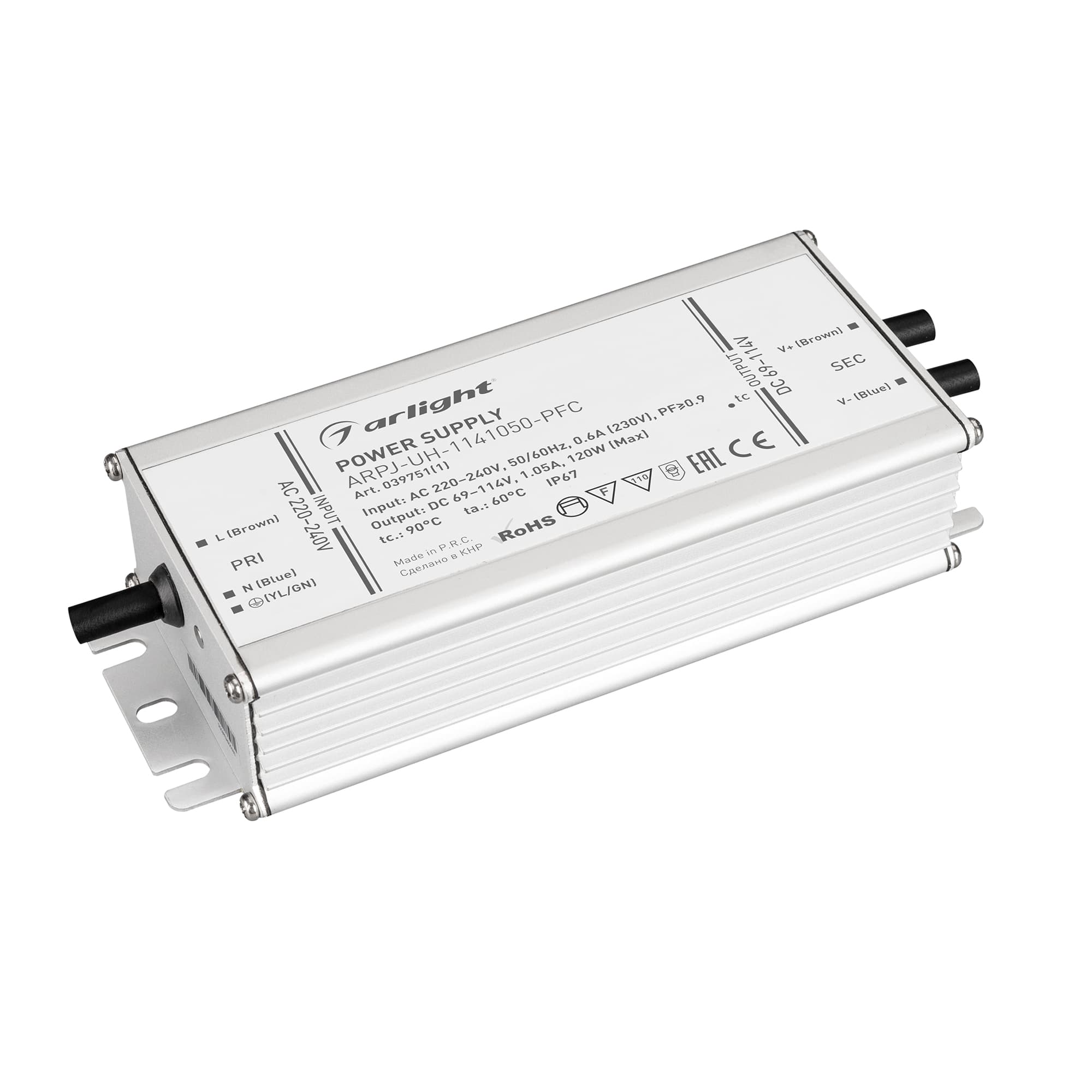 Блок питания ARPJ-UH-1141050-PFC (120W, 69-114V, 1.05A) (Arlight, IP67 Металл, 7 лет) 039751(1)