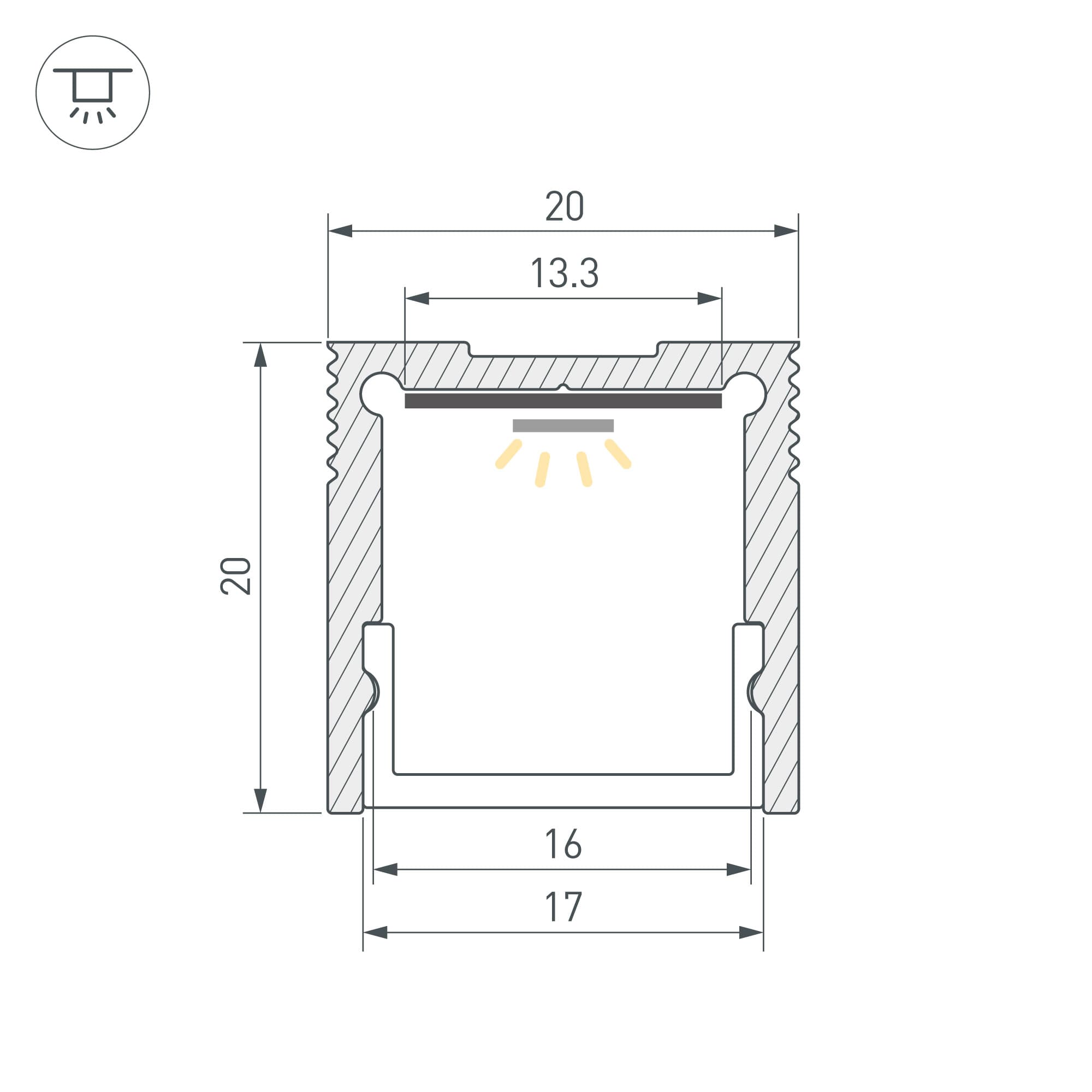 Профиль SL-SLIM20-H20-2000 ANOD (BY) (Arlight, Алюминий) 059789 — фото 3