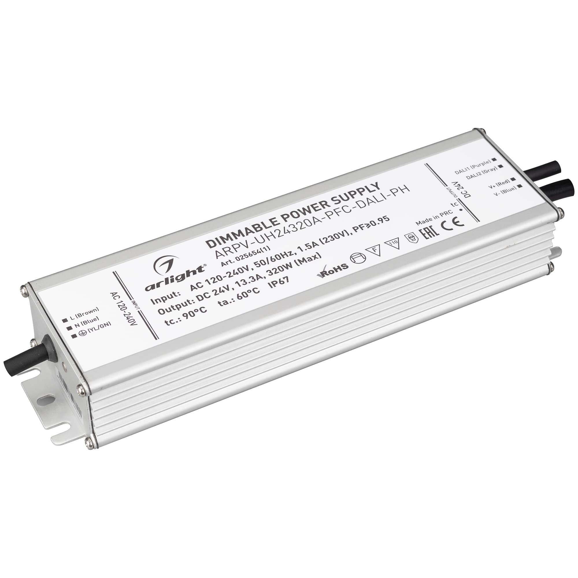 Блок питания ARPV-UH24320A-PFC-DALI-PH (24V, 13.3A, 320W) (Arlight, IP67 Металл, 7 лет) 025654(1) — фото 1