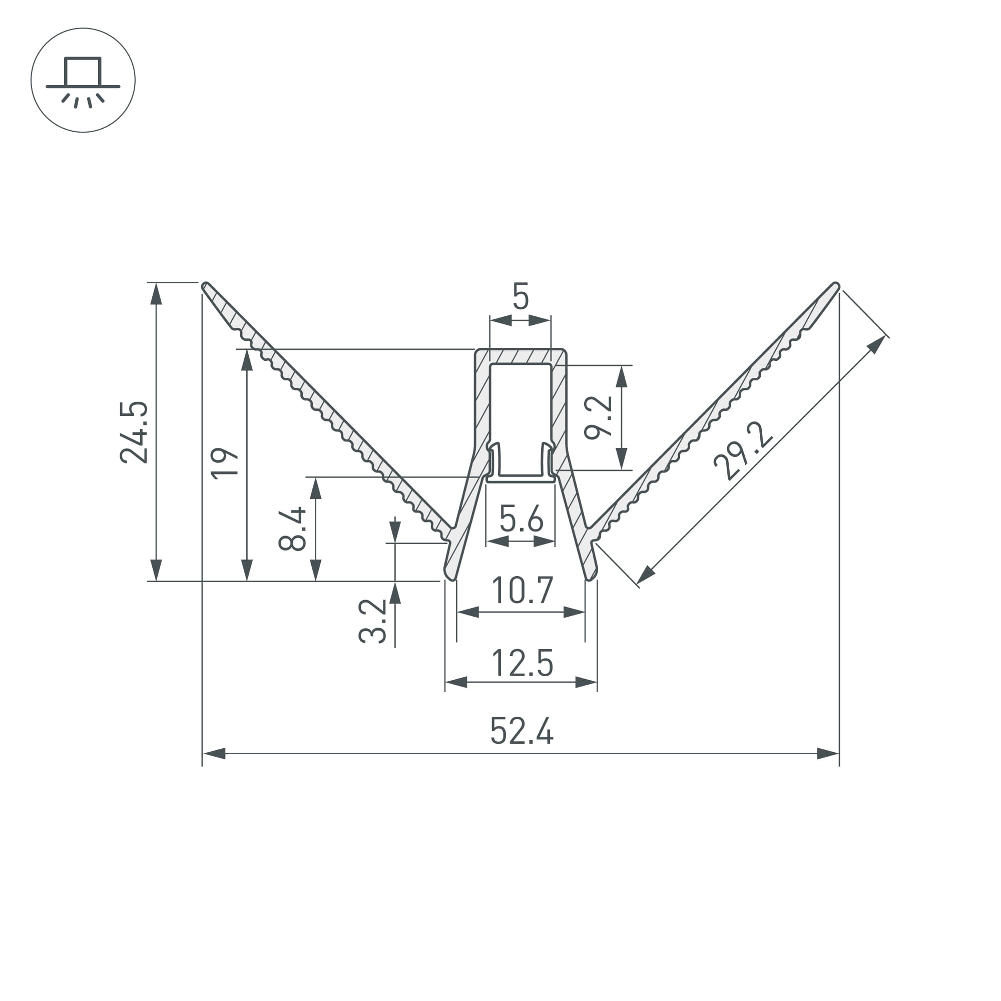 Профиль DECORE-S6-EXT-V-COMFORT-2000 ANOD внешний (Arlight, Алюминий) 043163 — фото 3