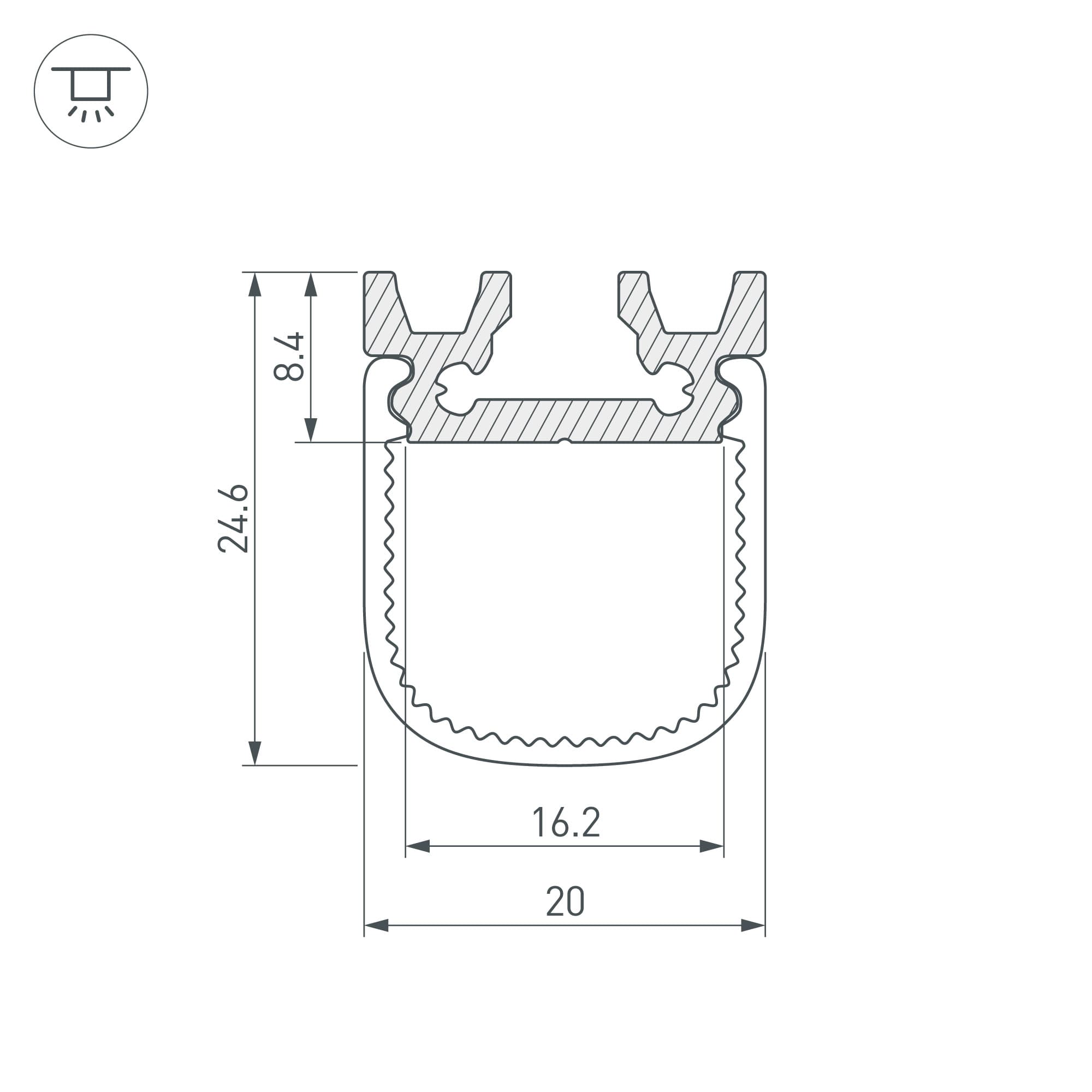 Профиль с экраном ALU-SQR-2000 ANOD+FROST (Arlight, Алюминий) 014866 Arlight — фото 3