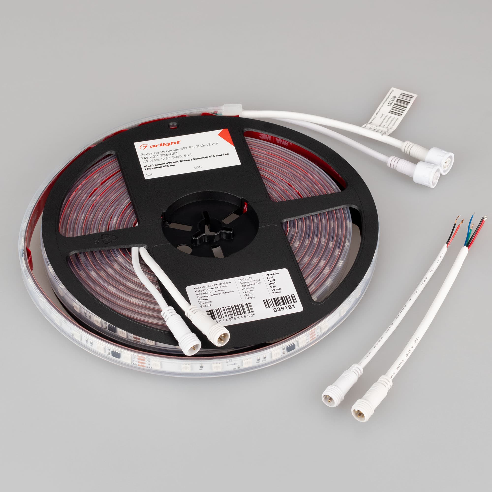 Светодиодная лента герметичная SPI-PS-B60-12mm 24V RGB-PX6-BPT (12 W/m, IP67, 5060, 5m) (Arlight, бегущий огонь) 039181 — фото 2