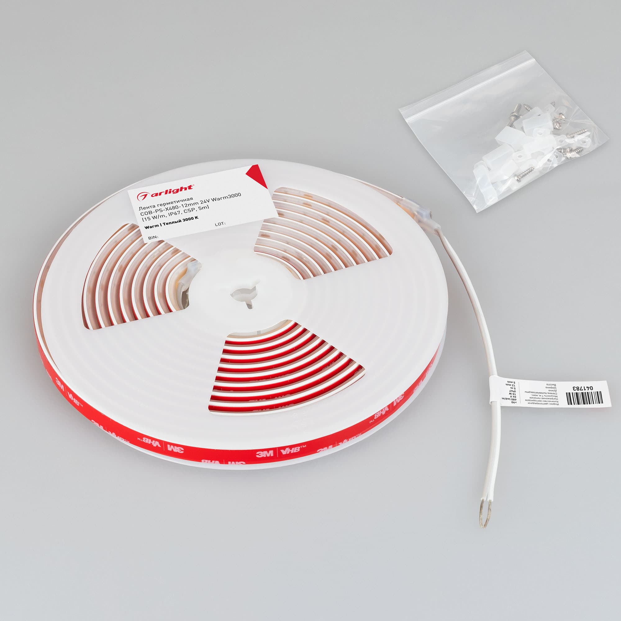 Светодиодная лента герметичная COB-PS-X480-12mm 24V Warm3000 (15 W/m, IP67, CSP, 5m) (Arlight, -) 041783 — фото 2