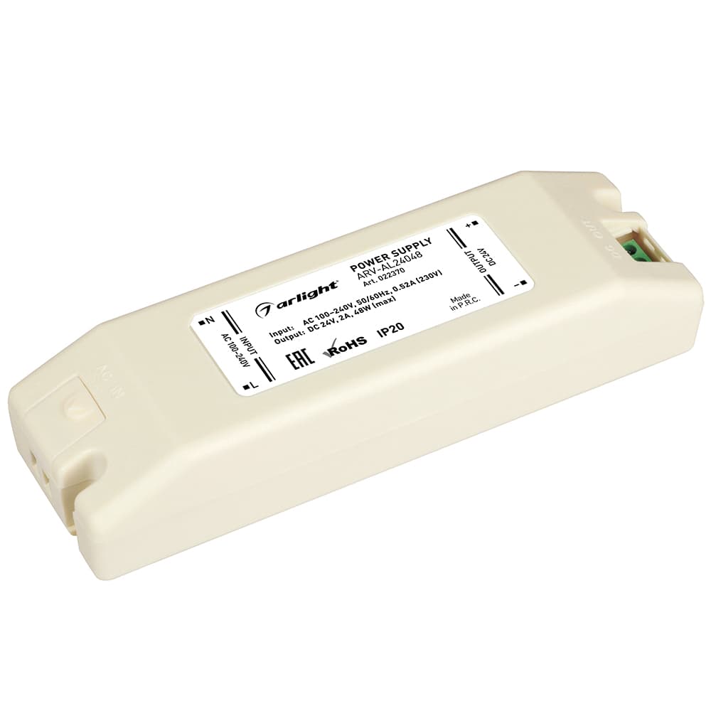 Блок питания ARV-AL24048 (24V, 2A, 48W) (Arlight, IP20 Пластик, 2 года) 022370 Arlight