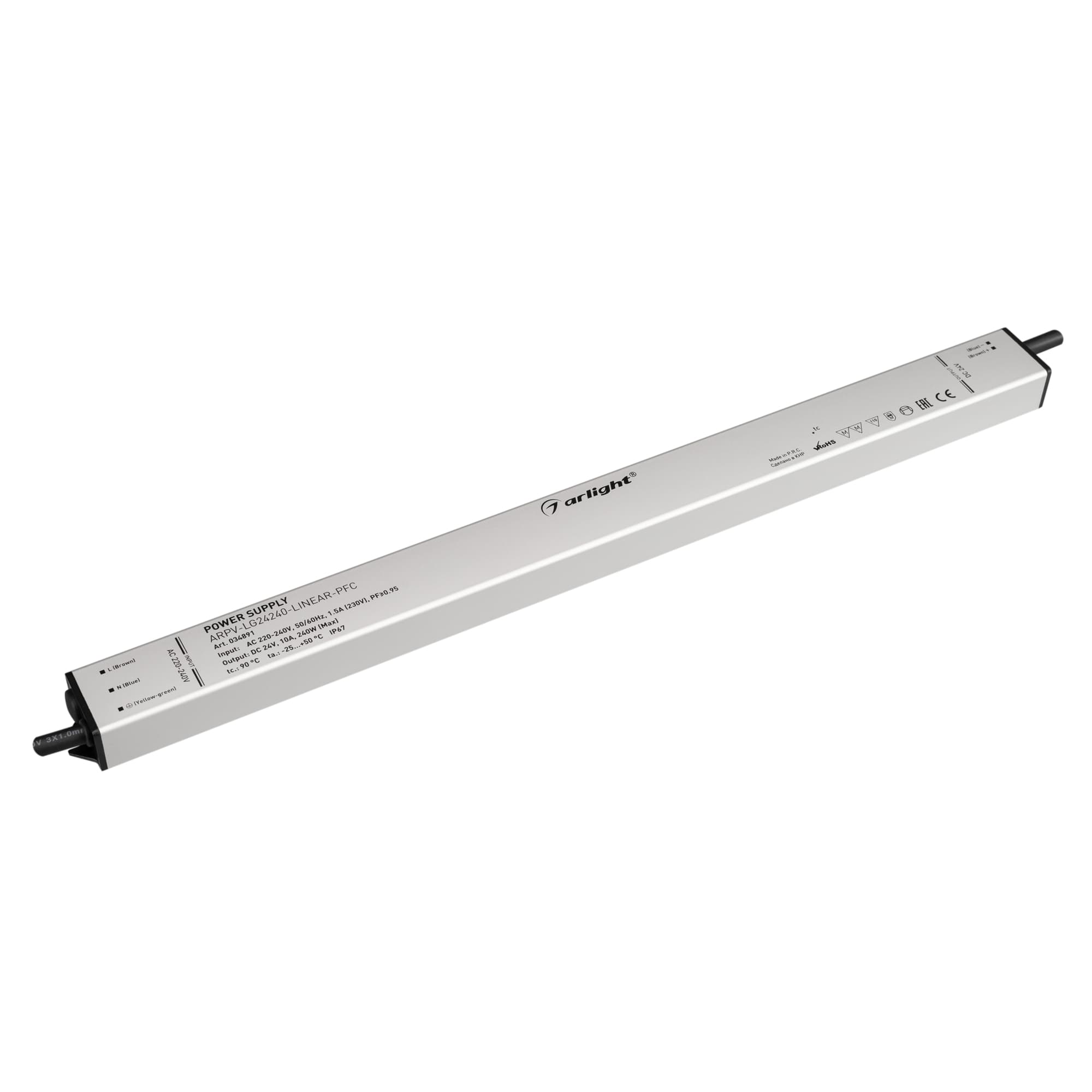 Блок питания ARPV-LG24240-LINEAR-PFC (24V, 10A, 240W) (Arlight, IP67 Металл, 5 лет) 034891 — фото 1