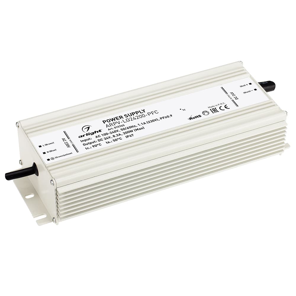 Блок питания ARPV-LG24200-PFC (24V, 8.3A, 200W) (Arlight, IP67 Металл, 5 лет) 015765 Arlight