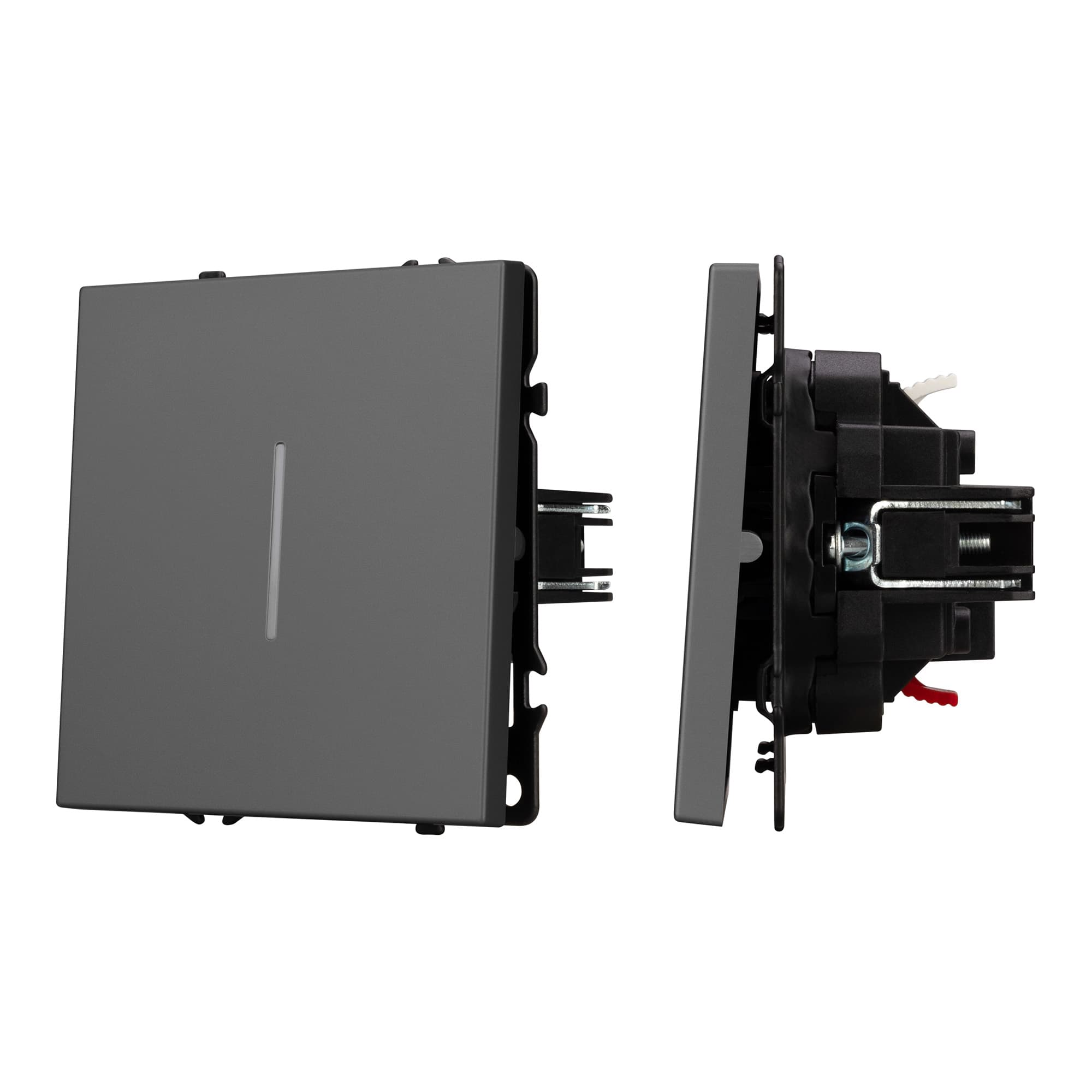 Механизм выключателя одноклавишный проходной LED SWT-NOBE-MKP1-SFPL-L-GR (230V, 10A) (Arlight, Серый базальт) 054263