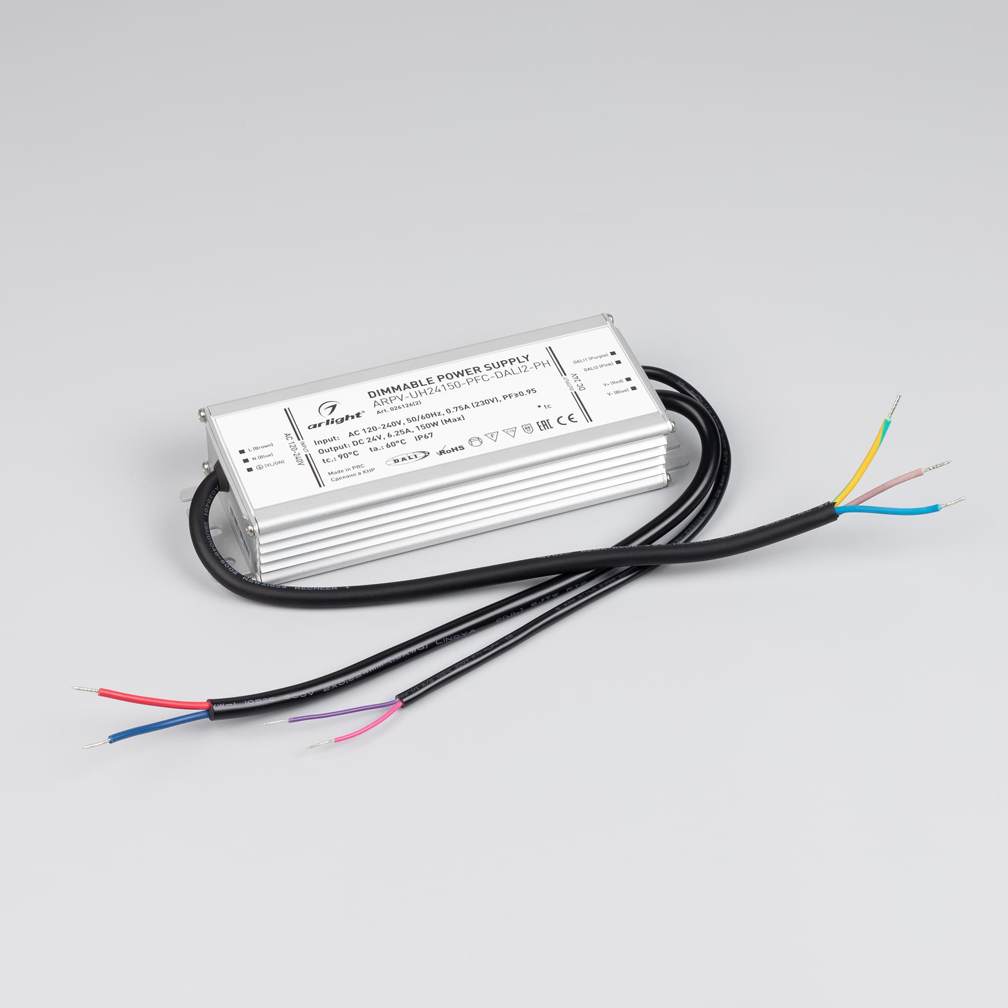 Блок питания ARPV-UH24150-PFC-DALI2-PH (24V, 6.3A, 150W) (Arlight, IP67 Металл, 7 лет) 026126(2) — фото 2