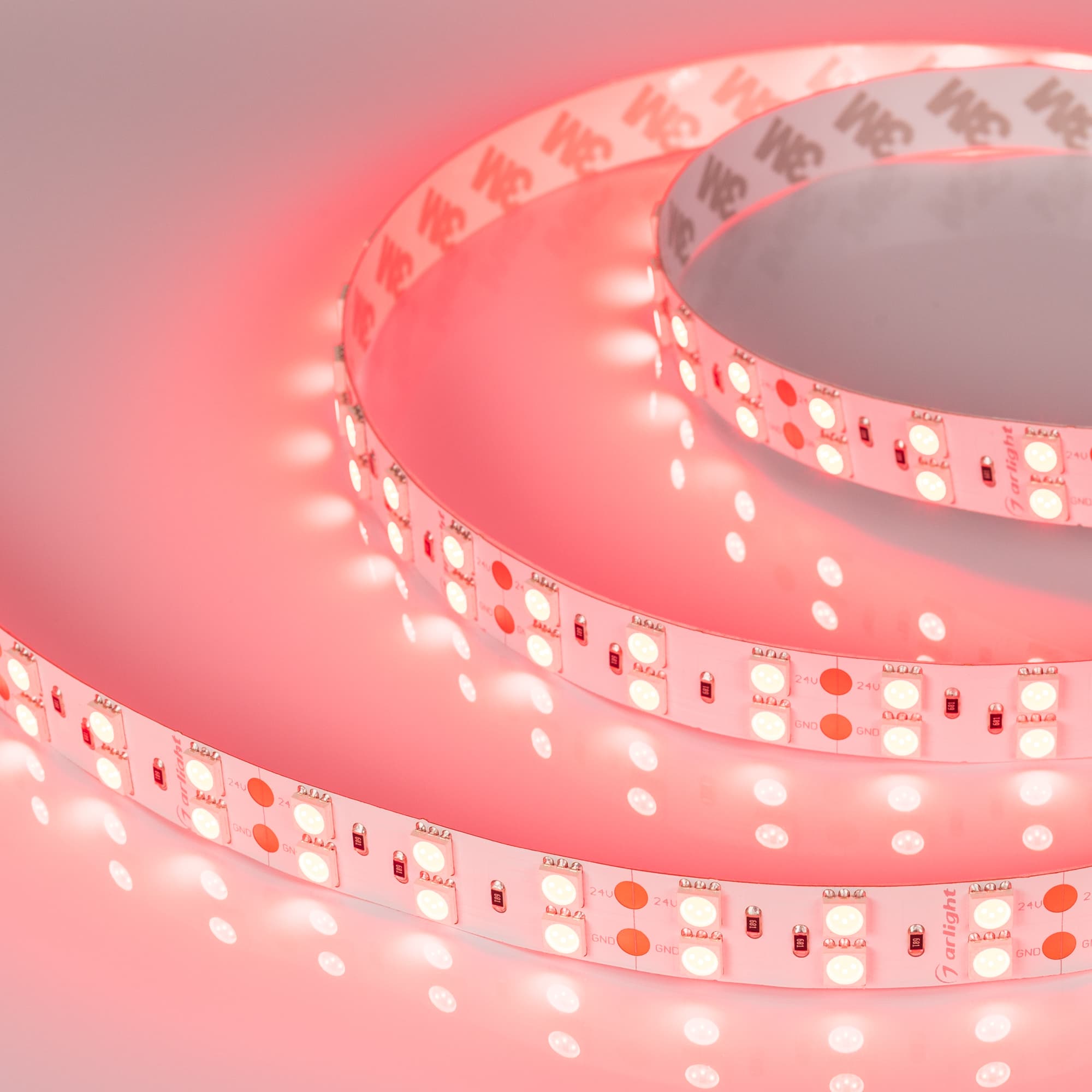 Светодиодная лента RT 2-5000 24V Red 2x2 (5060, 600 LED, LUX) (Arlight, 26 Вт/м, IP20) 011258 — фото 3