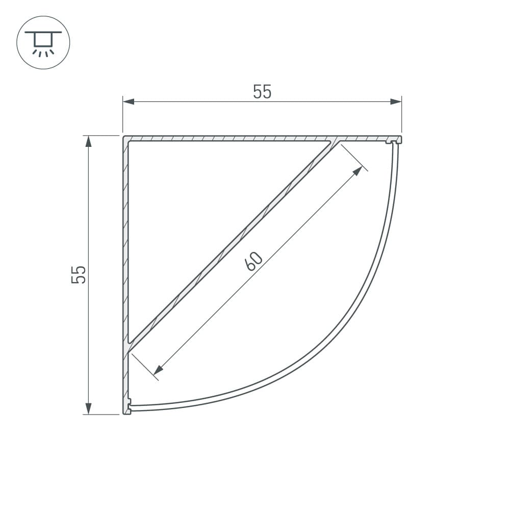 Профиль SL-KANT-H55-2000 ANOD (Arlight, Алюминий) 027149 Arlight — фото 4