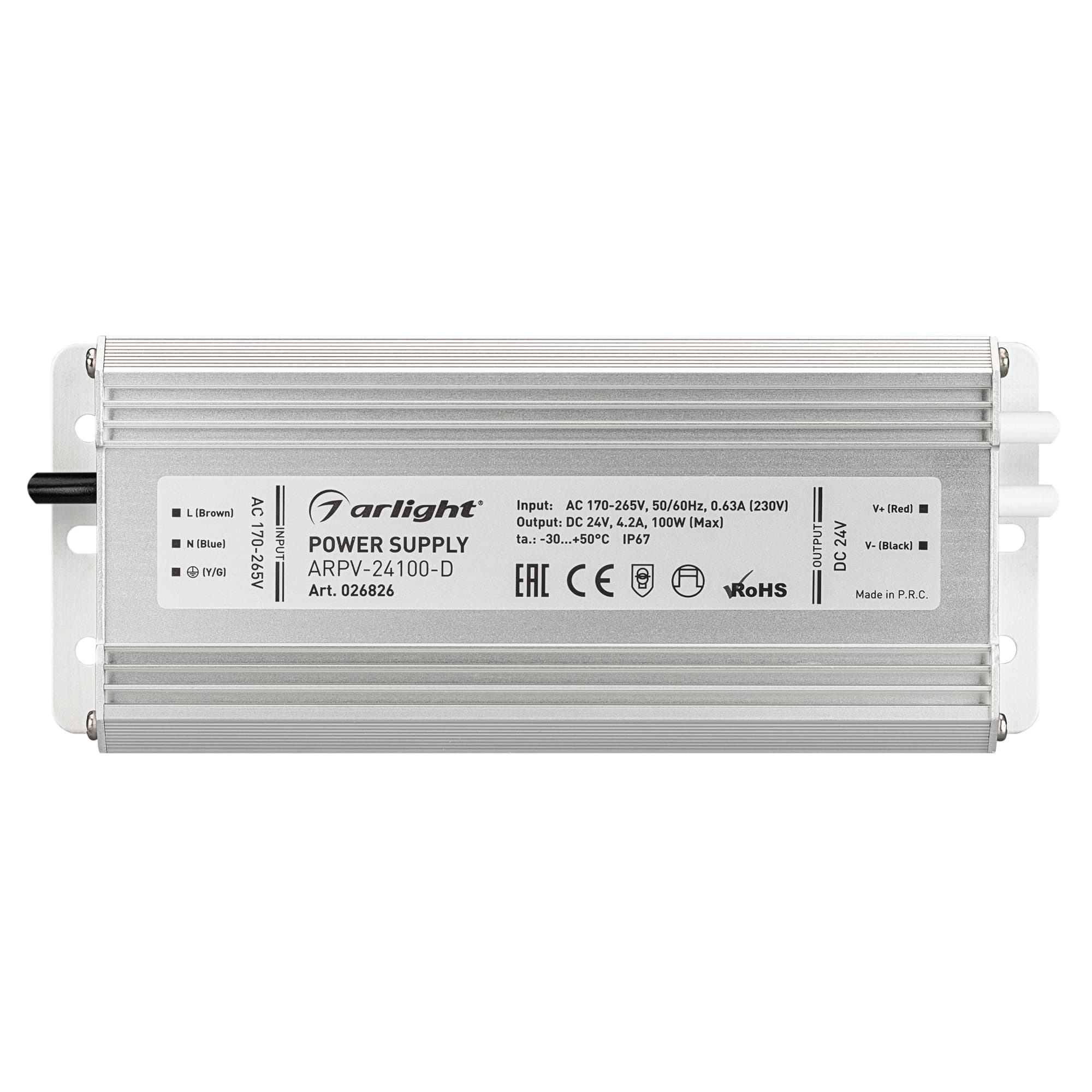 Блок питания ARPV-24100-D (24V, 4.2A, 100W) (Arlight, IP67 Металл, 3 года) 026826 — фото 2