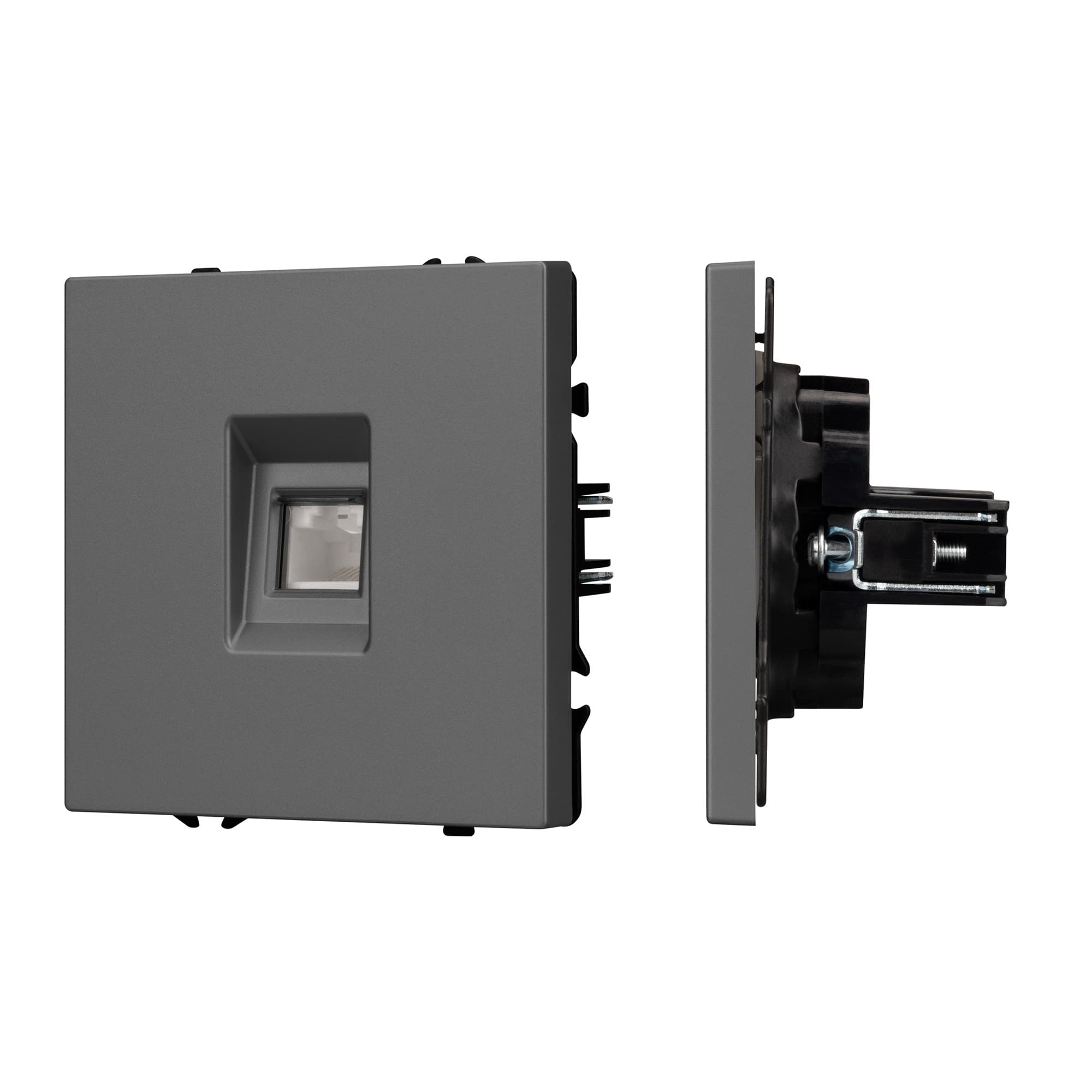 Механизм компьютерной розетки SCT-NOBE-MPC1-SFPL-GR (RJ-45, CAT6) (Arlight, Серый базальт) 054307