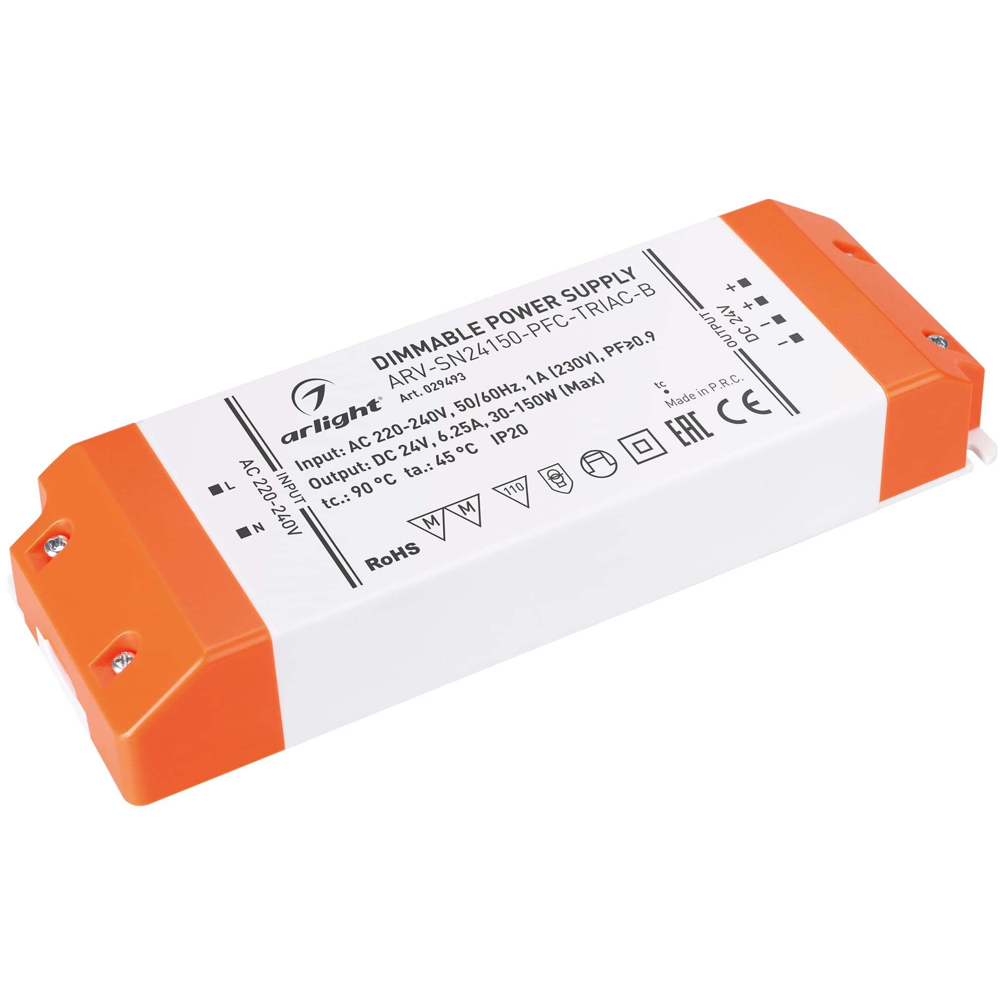 Блок питания ARV-SN24150-PFC-TRIAC-B (24V, 6.25A, 150W) (Arlight, IP20 Пластик, 3 года) 029493 — фото 1