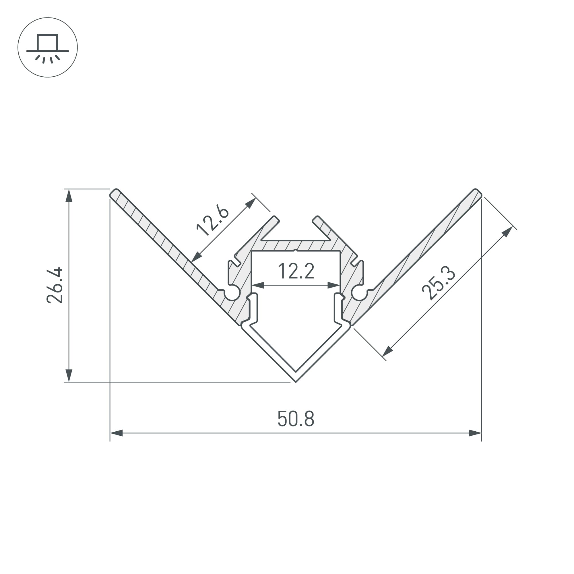 Профиль ARH-DECORE-S12-EXT-F-2000 ANOD внешний (Arlight, Алюминий) 023897 — фото 3