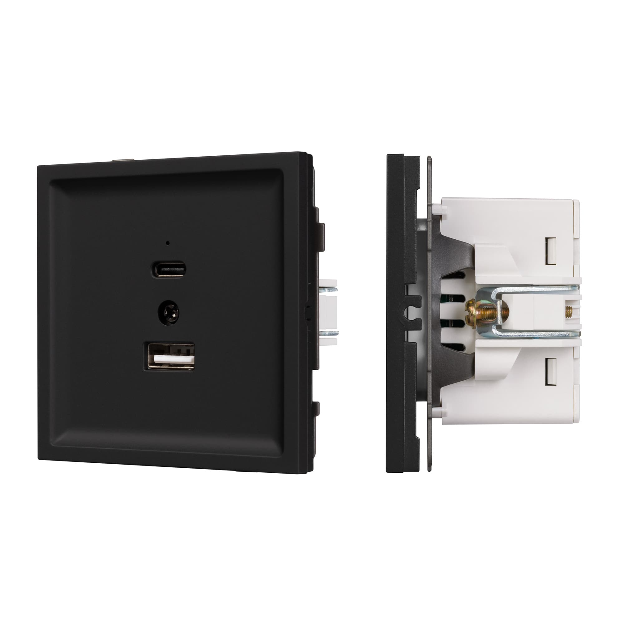 Механизм USB розетки SCT-TENDO-MUAC-SFPL-BK (5V, 3A, QC3) (Arlight, Матовый черный) 054536