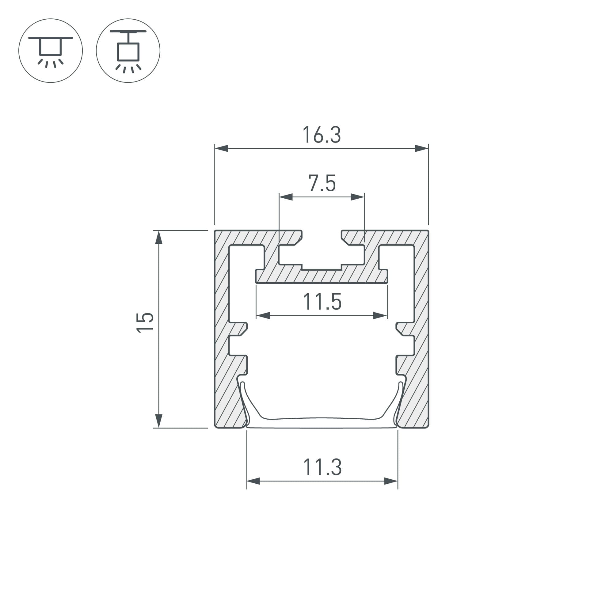 Профиль PDS-ZM-PLUS-2000 ANOD (Arlight, Алюминий) 035020 Arlight — фото 3