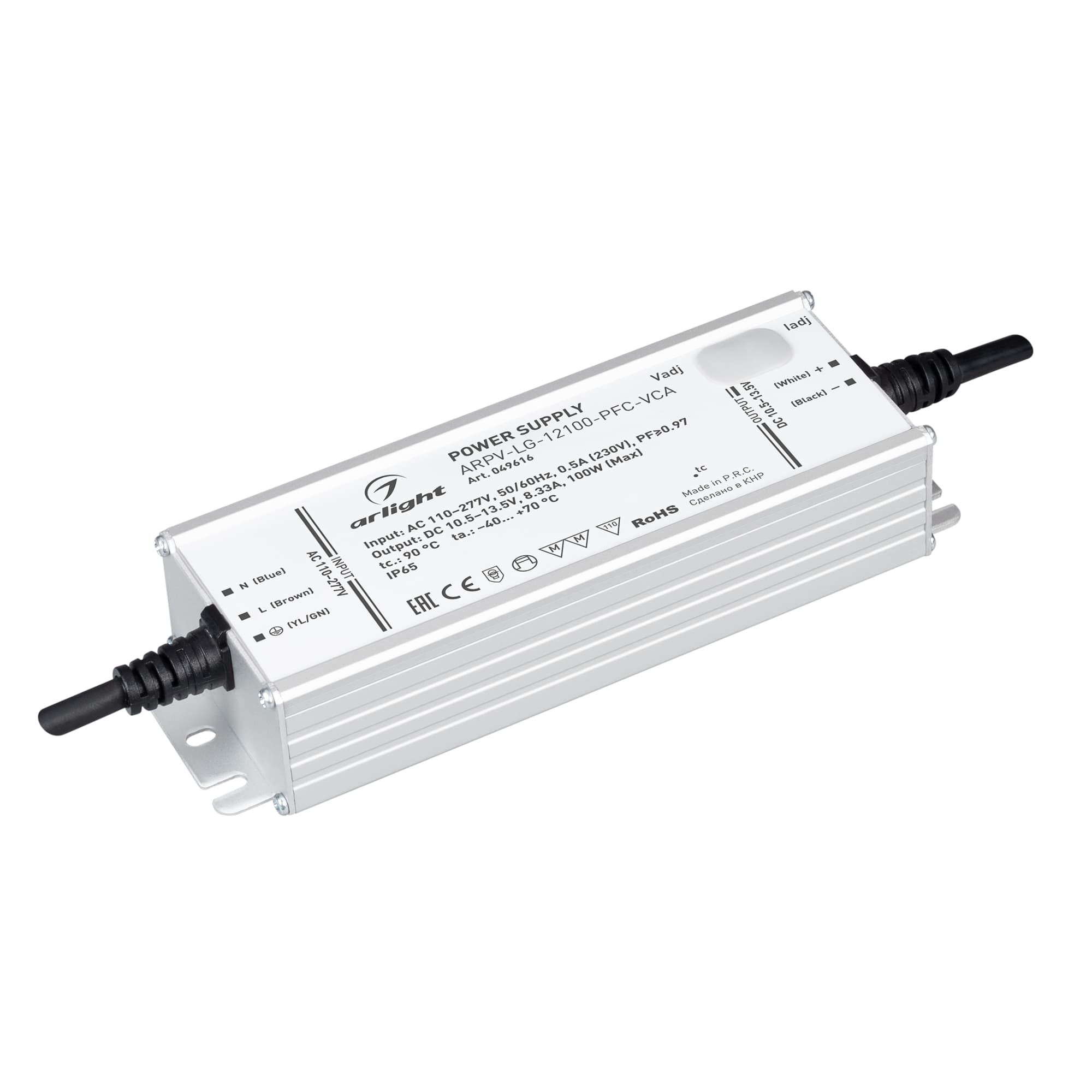 Блок питания ARPV-LG-12100-PFC-VCA (10.5-13.5V, 8.33A, 100W) (Arlight, IP65 Металл, 5 лет) 049616 — фото 1