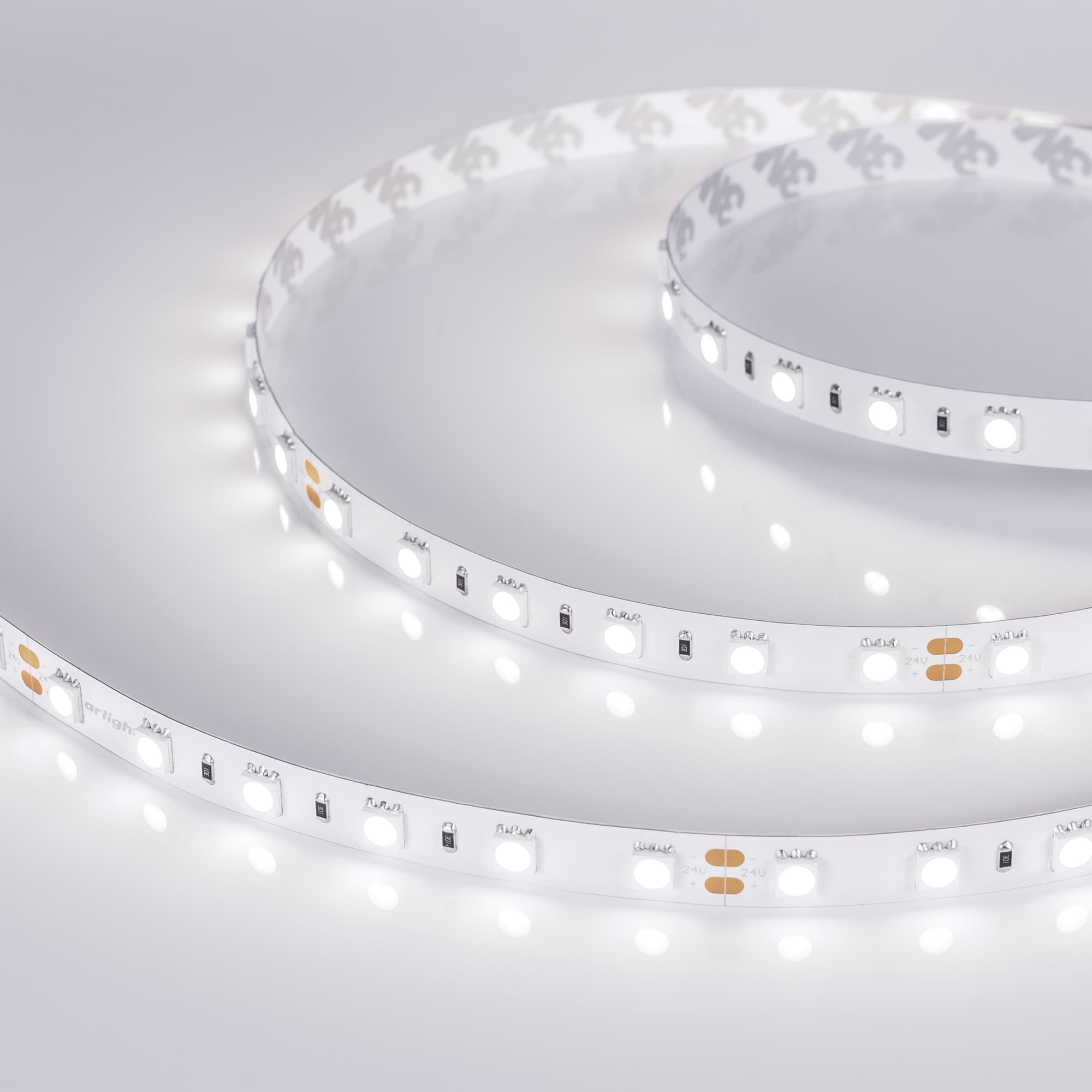 Светодиодная лента RT 2-5000 24V White6000 2x (5060, 300 LED, LUX) (Arlight, 14.4 Вт/м, IP20) 008829 — фото 2