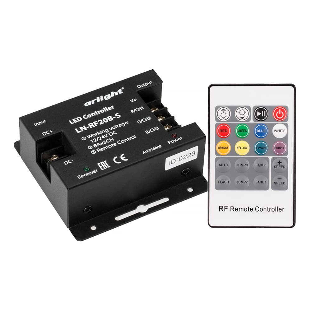 Контроллер LN-RF20B-S (12-24V, 288-576W, ПДУ 20кн) (Arlight, IP20 Металл, 1 год) 018609 — фото 1