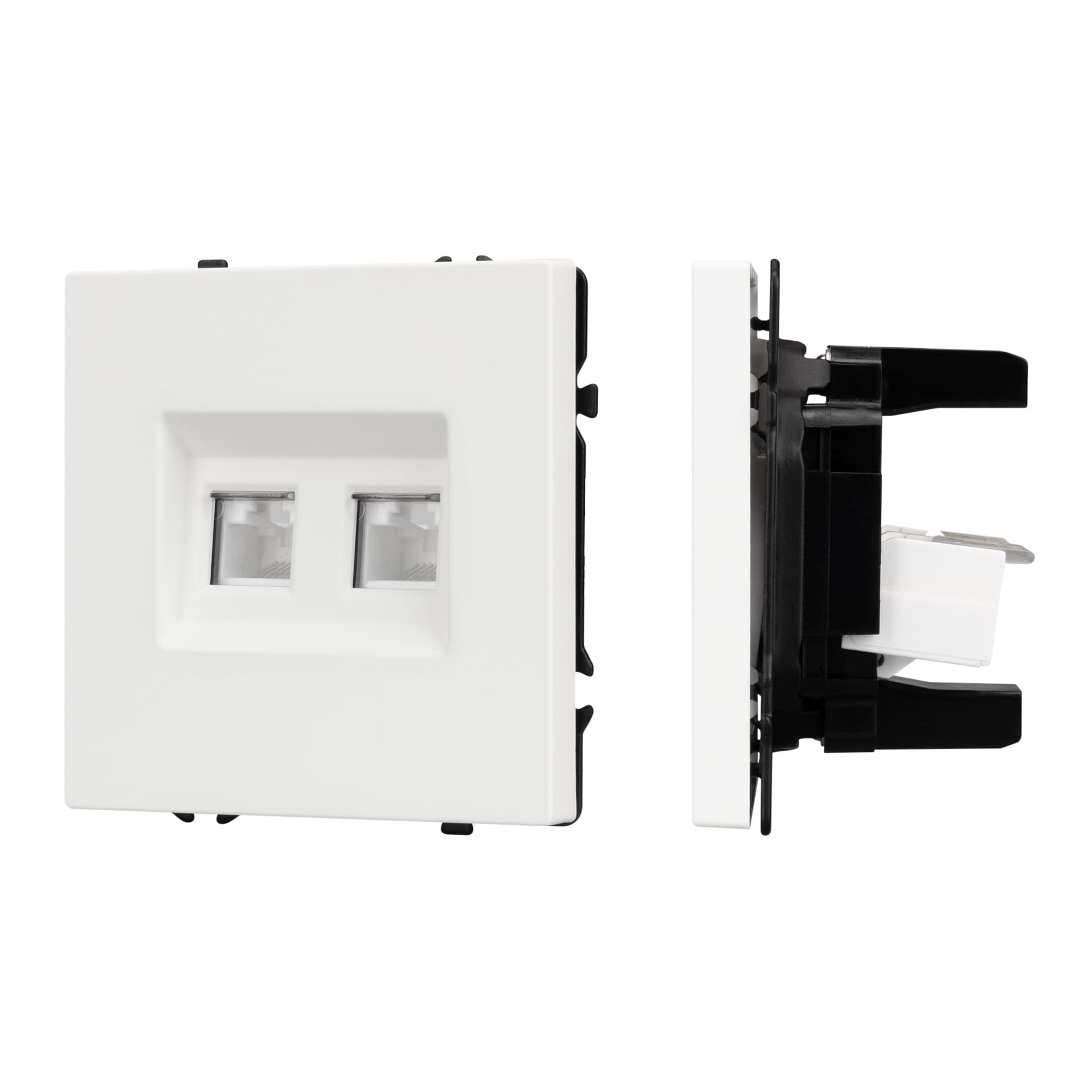 Механизм сдвоенной компьютерной розетки SCT-NOBE-MPC2-SFPL-WH (RJ-45, CAT6) (Arlight, Белый кварц) 054312