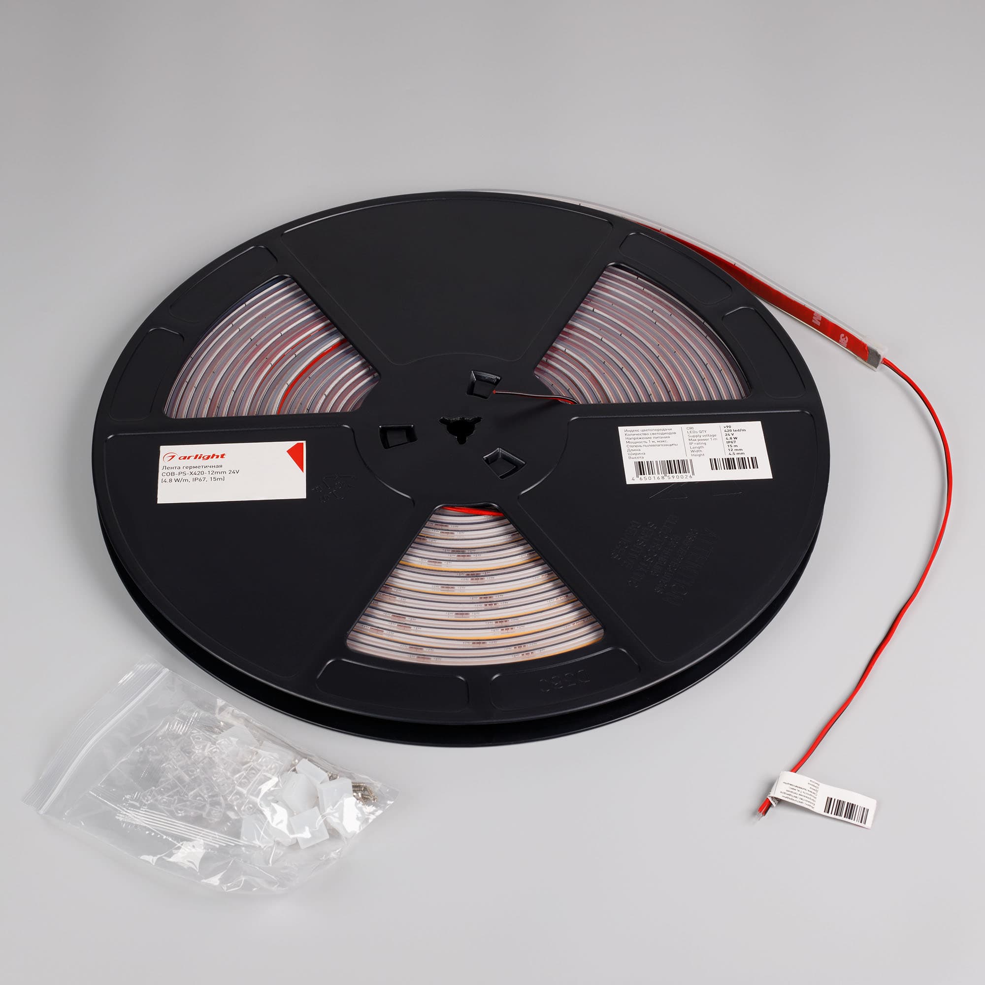 Светодиодная лента герметичная COB-PS-X420-12mm 24V Day4000 (4.8 W/m, IP67, 15m) (Arlight, 5 лет) 049054 — фото 2