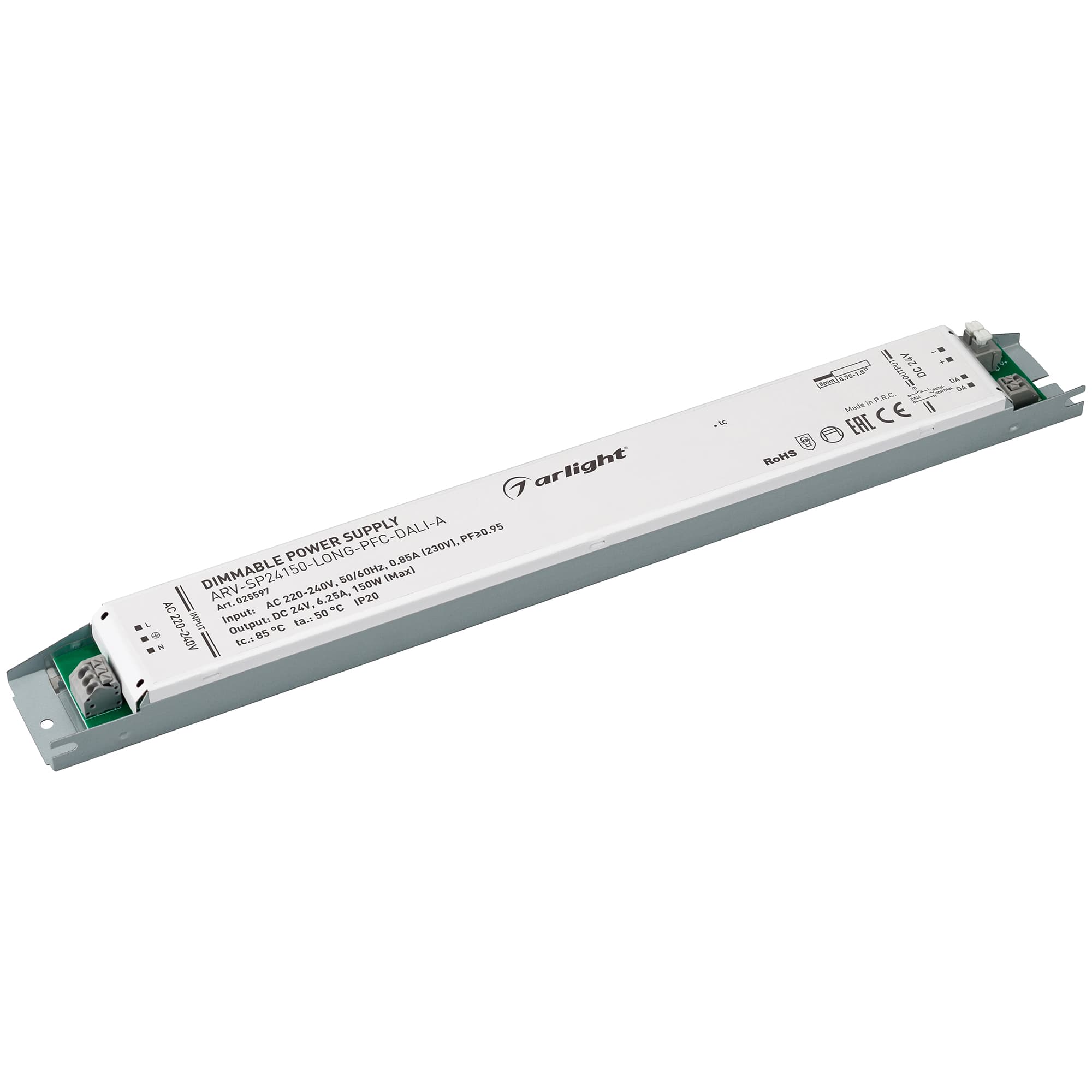 Блок питания ARV-SP24150-LONG-PFC-DALI-A (24V, 6.25A, 150W) (Arlight, IP20 Металл, 5 лет) 025597 — фото 1