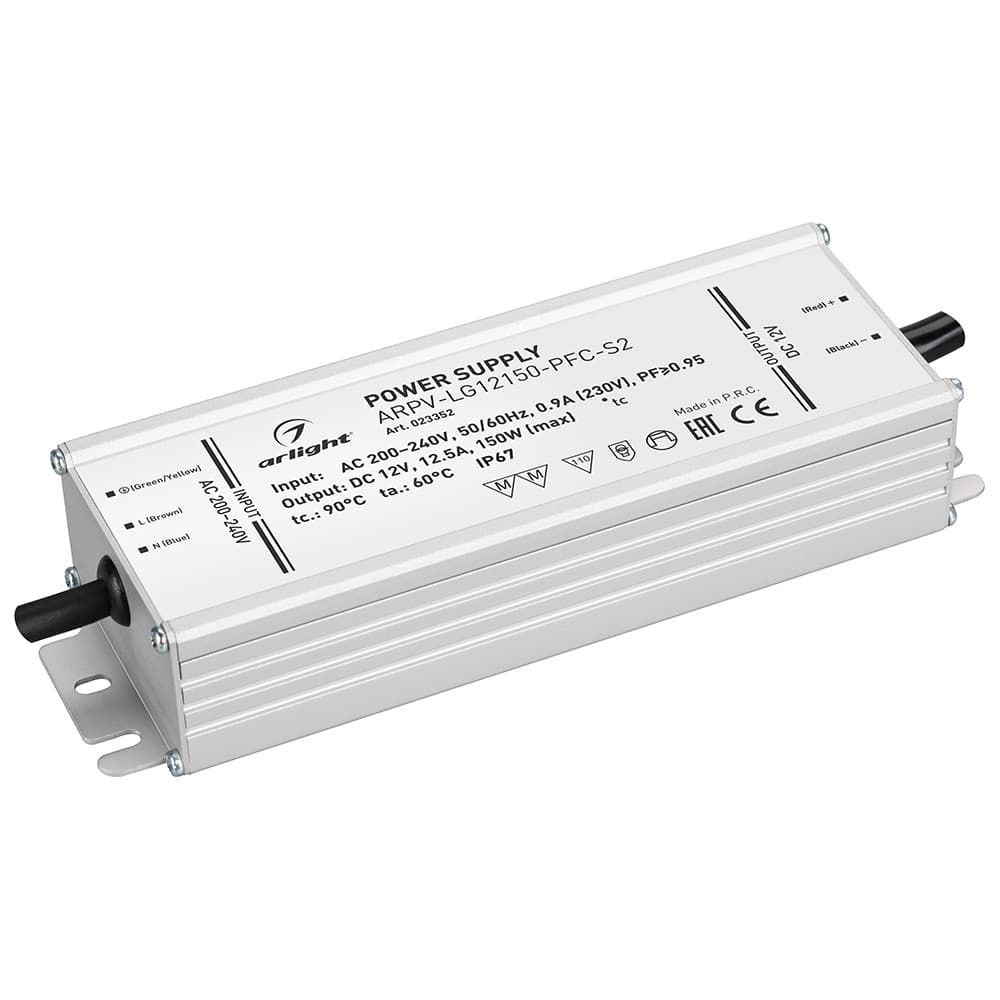 Блок питания ARPV-LG12150-PFC-S2 (12V, 12.5A, 150W) (Arlight, IP67 Металл, 5 лет) 023352 — фото 1