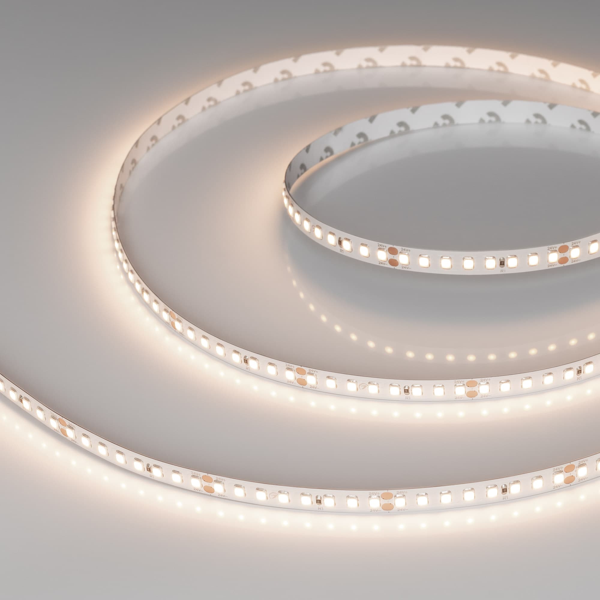 Светодиодная лента RT-A160-8mm 24V Warm3500 (12 W/m, IP20, 2835, 50m) (Arlight, высок.эфф.150 лм/Вт) 028562(2) — фото 1