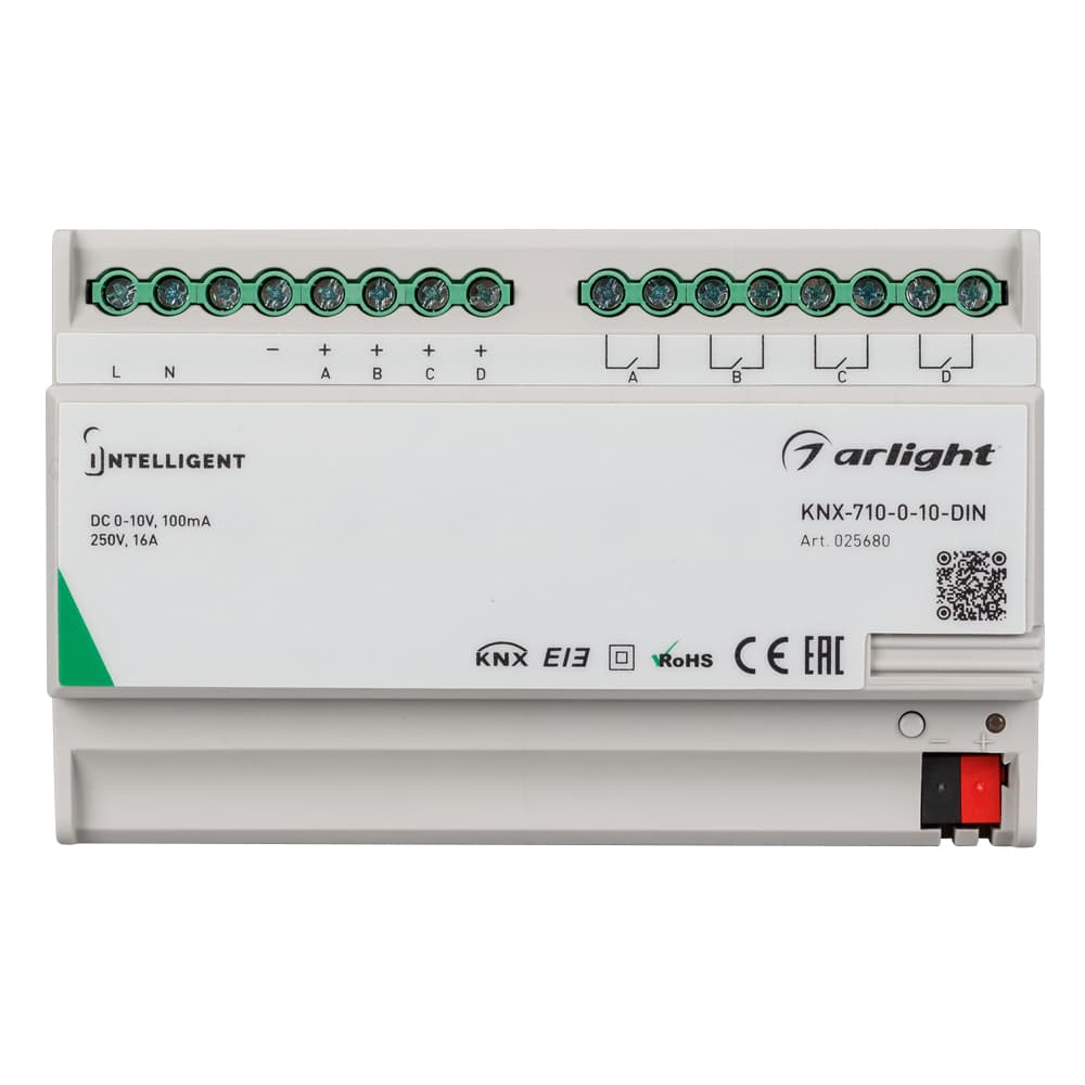 INTELLIGENT ARLIGHT Конвертер KNX-710-0-10-DIN (230V, 4x0/1-10, 4x16A) (IARL, IP20 Пластик, 2 года) 025680 — фото 2