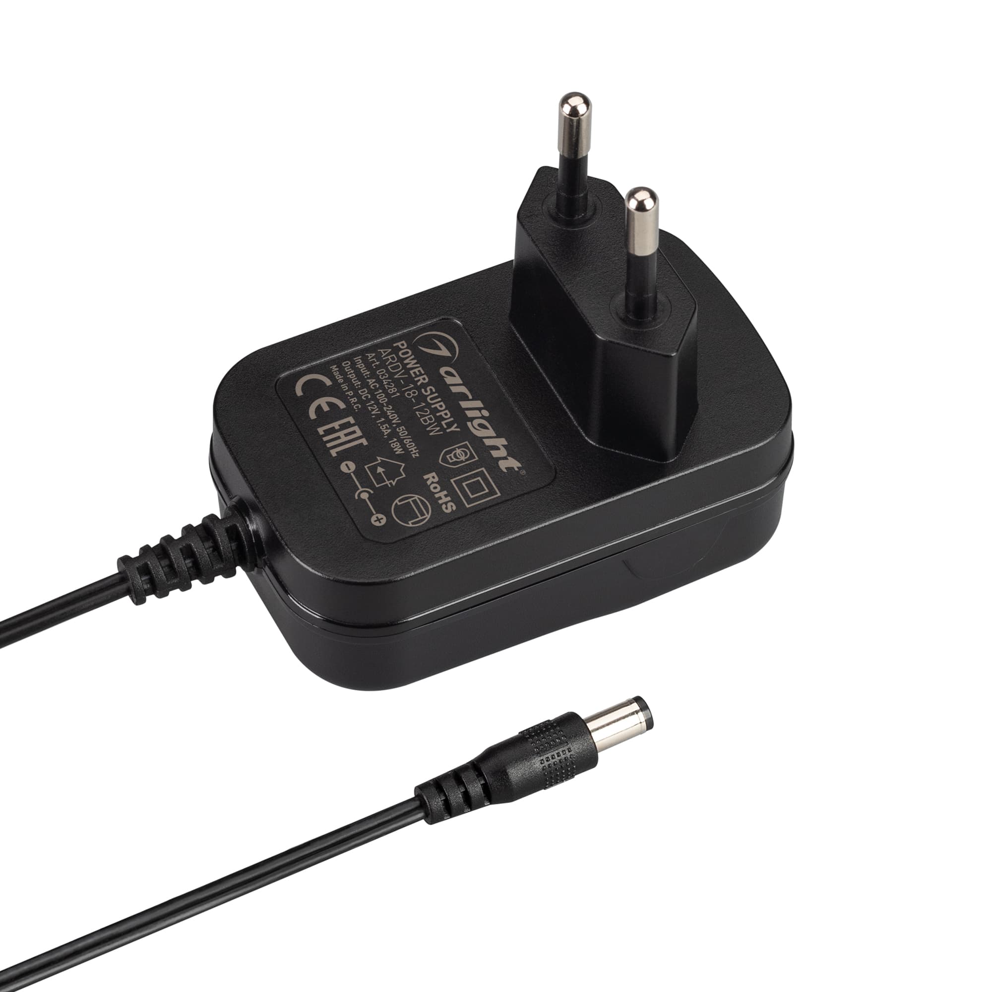 Блок питания ARDV-18-12BW (12V, 1.5A, 18W) (Arlight, Адаптер, 3 года) 034281 Arlight — фото 1