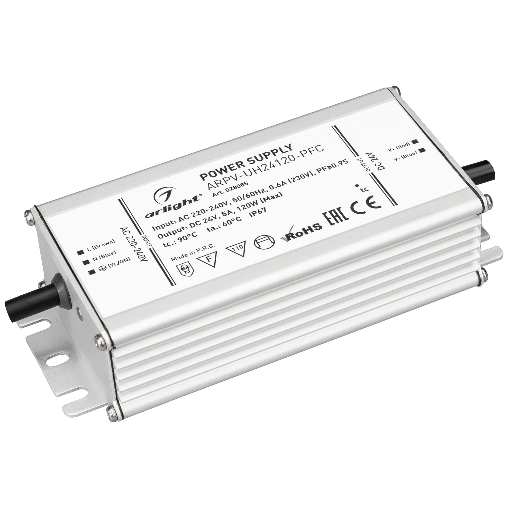 Блок питания ARPV-UH24120-PFC (24V, 5.0A, 120W) (Arlight, IP67 Металл, 7 лет) 028085 — фото 1