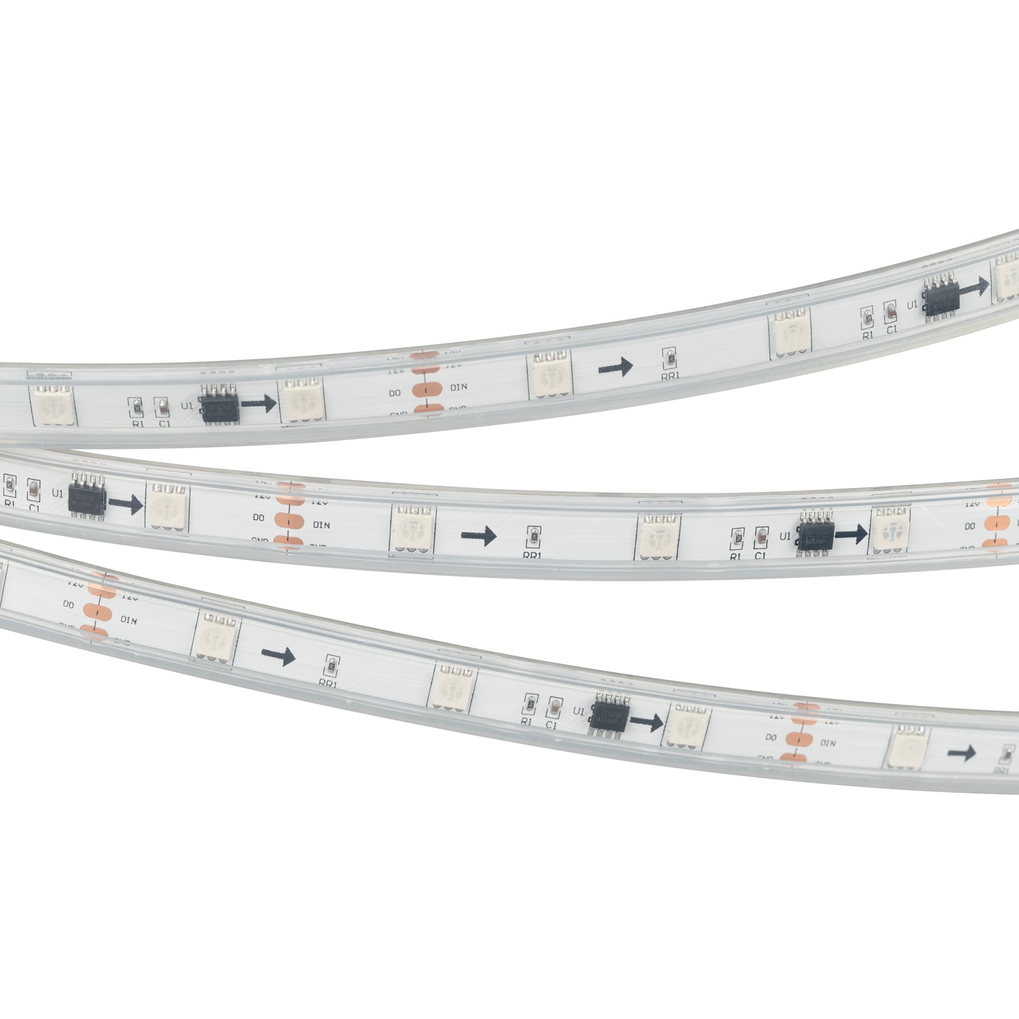 Светодиодная лента герметичная SPI-P-B30-12mm 12V RGB-PX3 (7.2W/m, IP66, 5060, 5m) (Arlight, бегущий огонь) 026370(3) — фото 2
