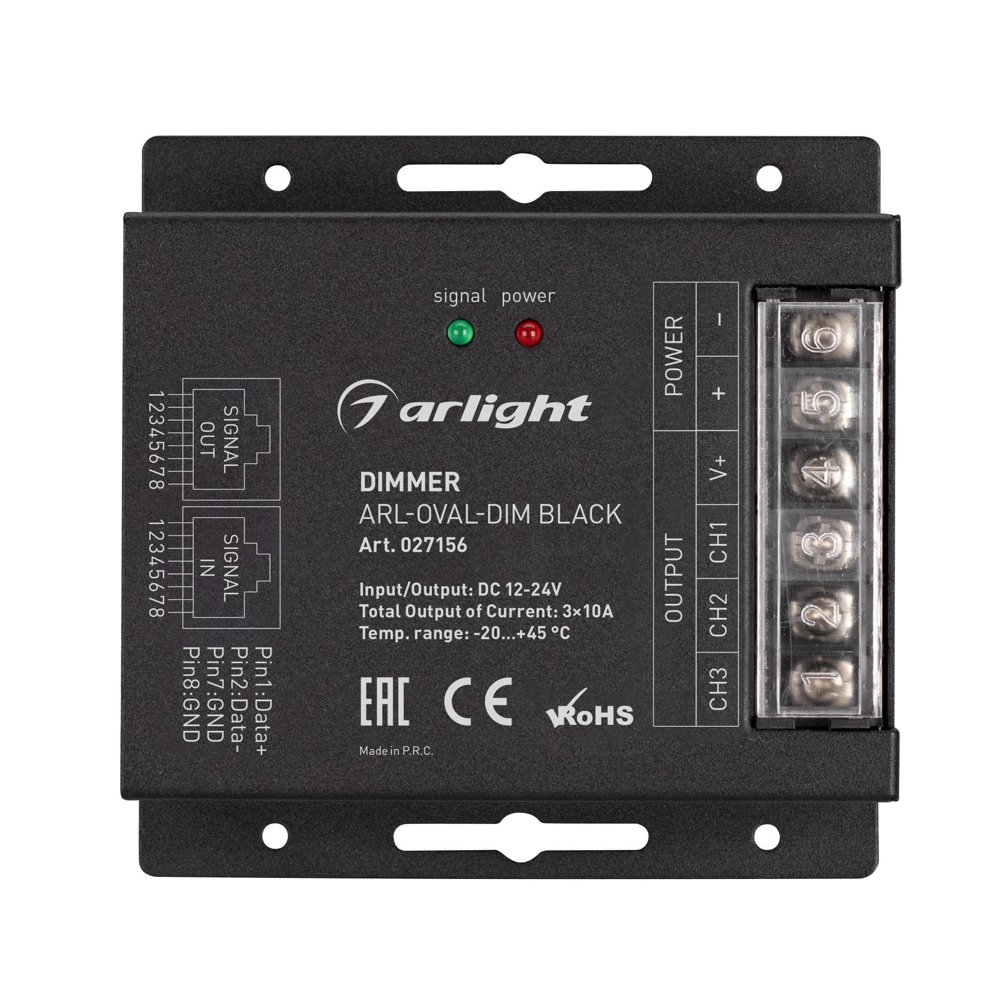 Диммер ARL-OVAL-DIM Black (12-24V, 3x10A, ПДУ Овал, RF, RJ45) (Arlight, IP20 Металл, 3 года) 027156 — фото 2