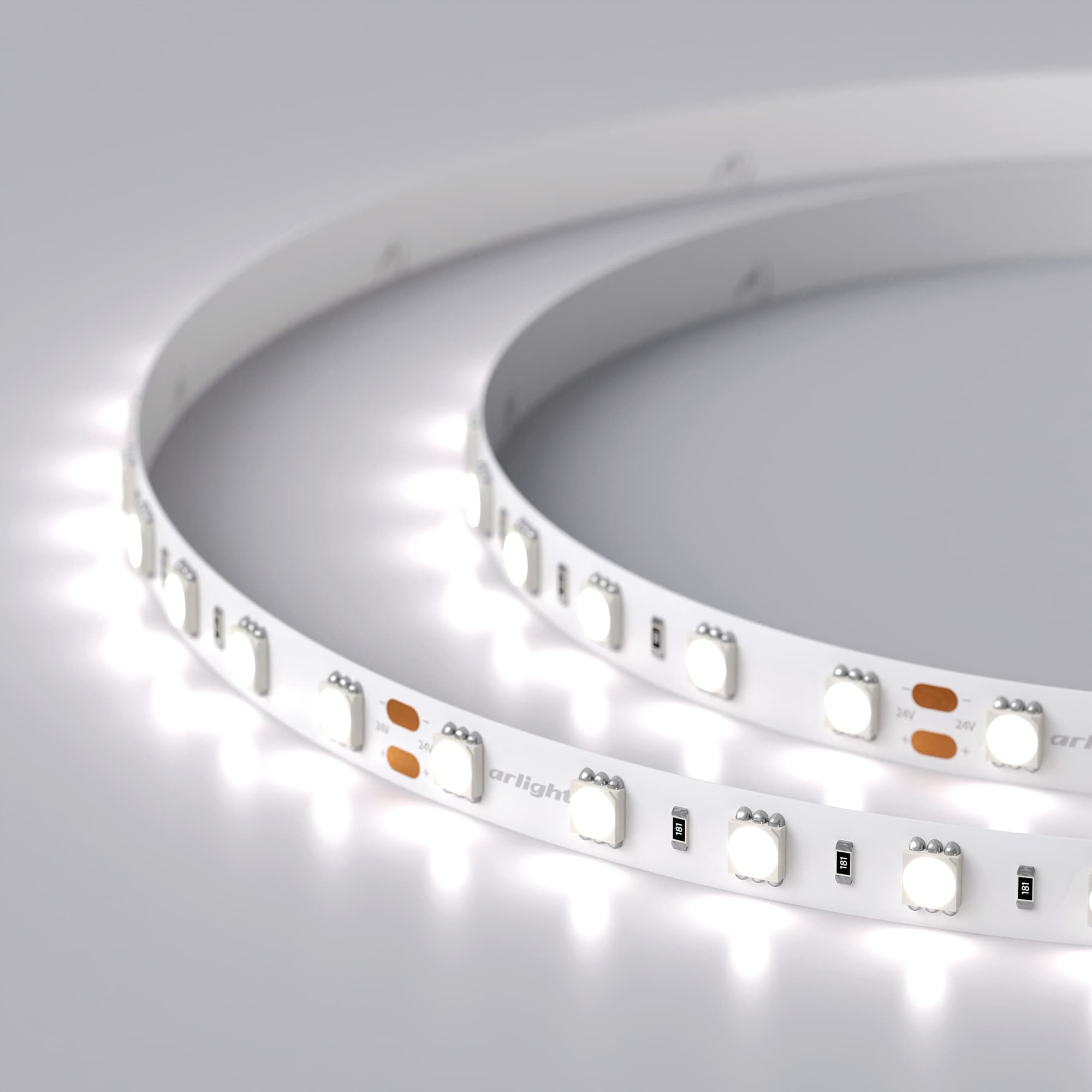 Светодиодная лента RTW 2-5000NC 24V White6000 2x (5060, 300 LED, LUX) (Arlight, 14.4 Вт/м, IP65) 014963 — фото 4