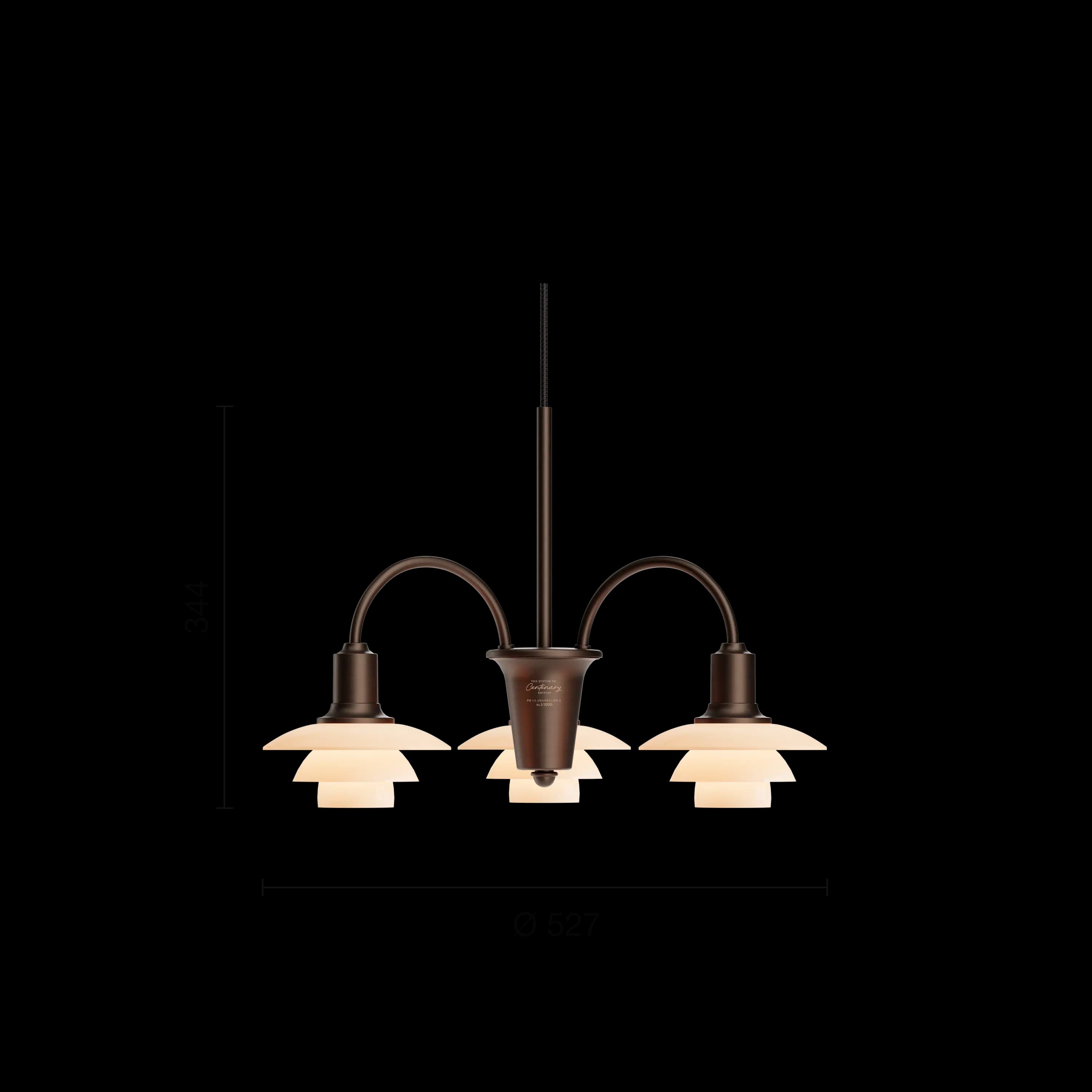 Louis Poulsen PH 1/1 Chandelier Centenary Edition Aged brass/dusty terracotta 3-ARMS — фото 10