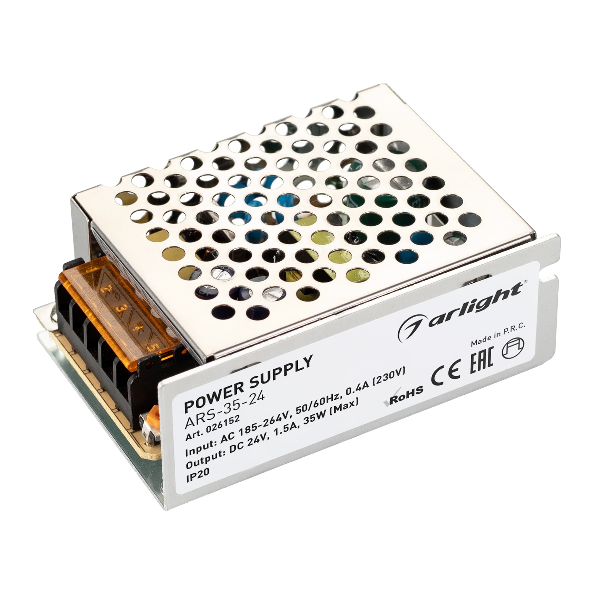 Блок питания ARS-35-24 (24V, 1.5A, 35W) (Arlight, IP20 Сетка, 2 года) 026152 Arlight — фото 1