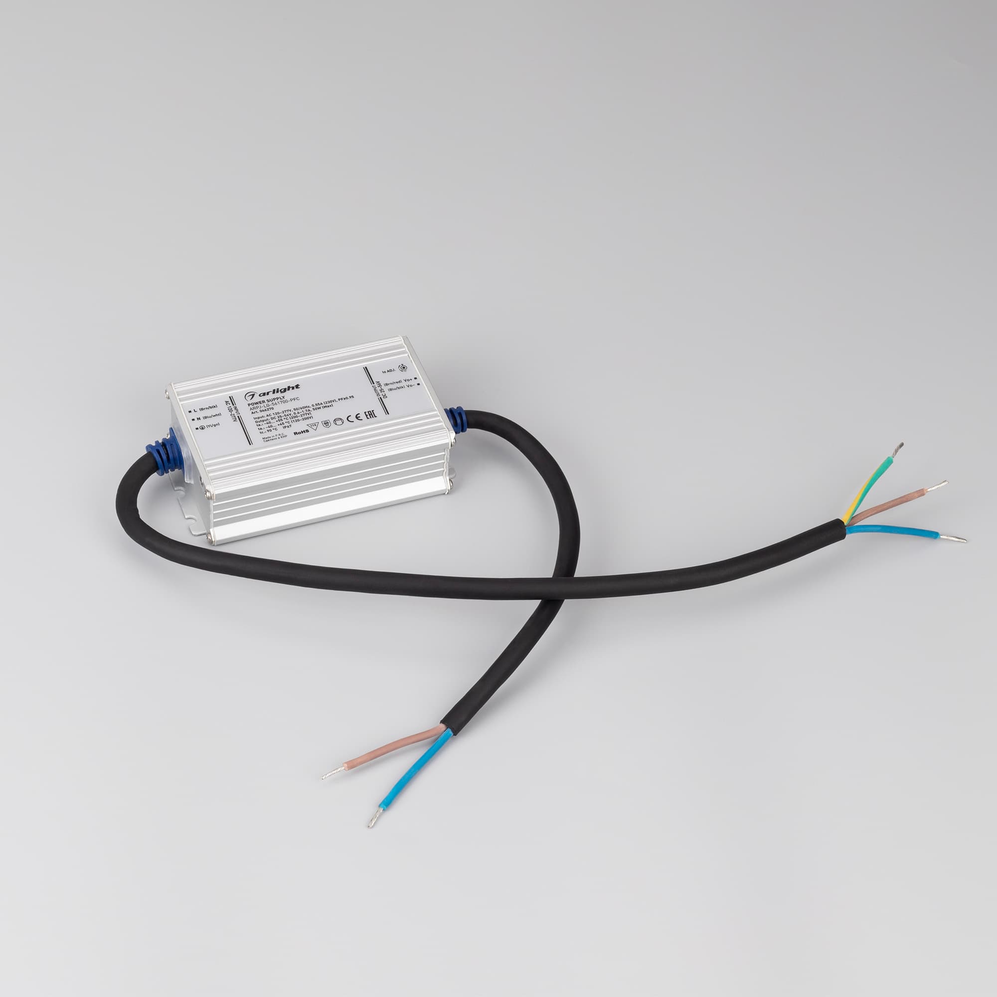 Блок питания ARPJ-LG-561700-PFC (50W, 25-56V, 0.6-1.7A) (Arlight, IP67 Металл, 5 лет) 046270 — фото 2