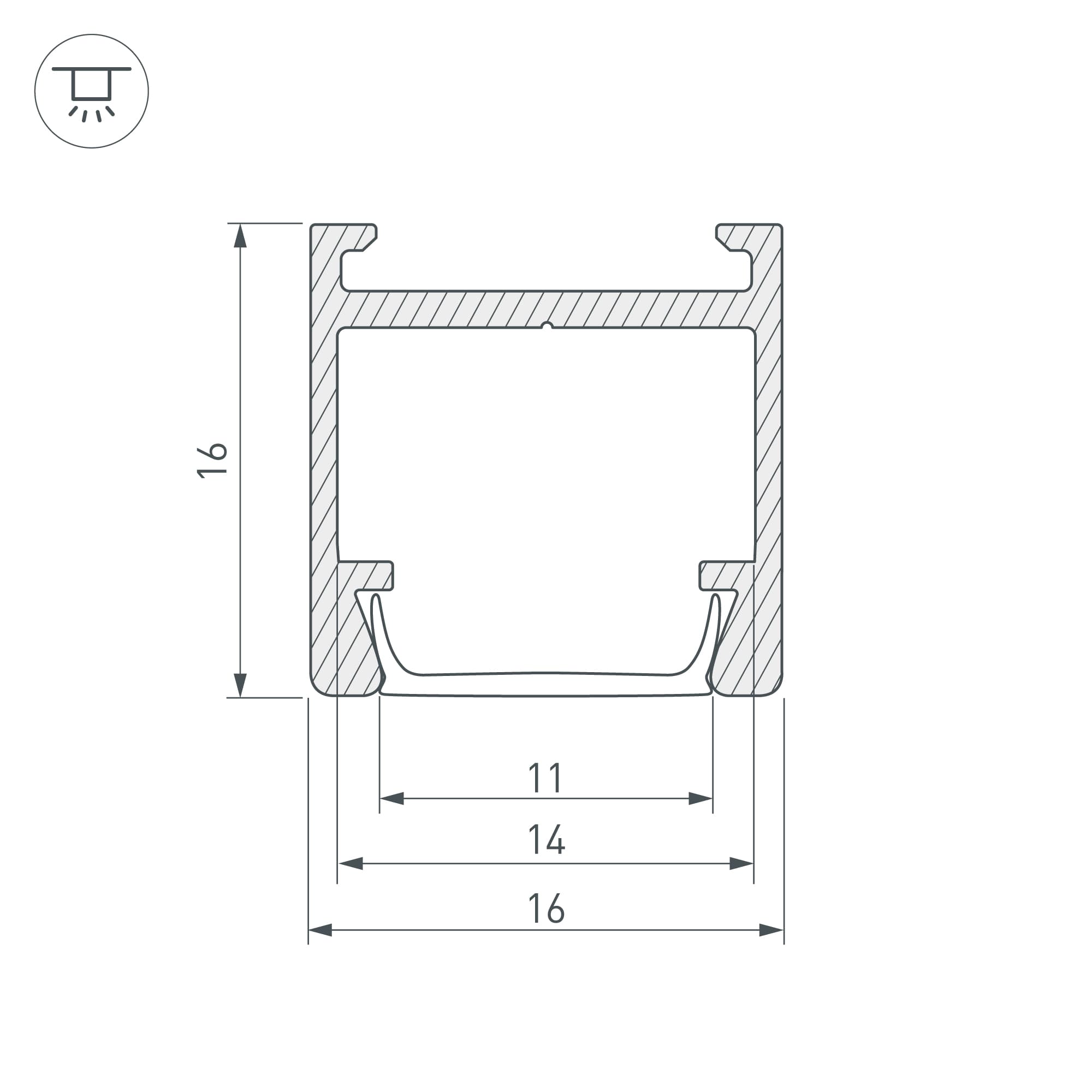 Профиль PDS-H16-2000 ANOD (Arlight, Алюминий) 023858 Arlight — фото 3