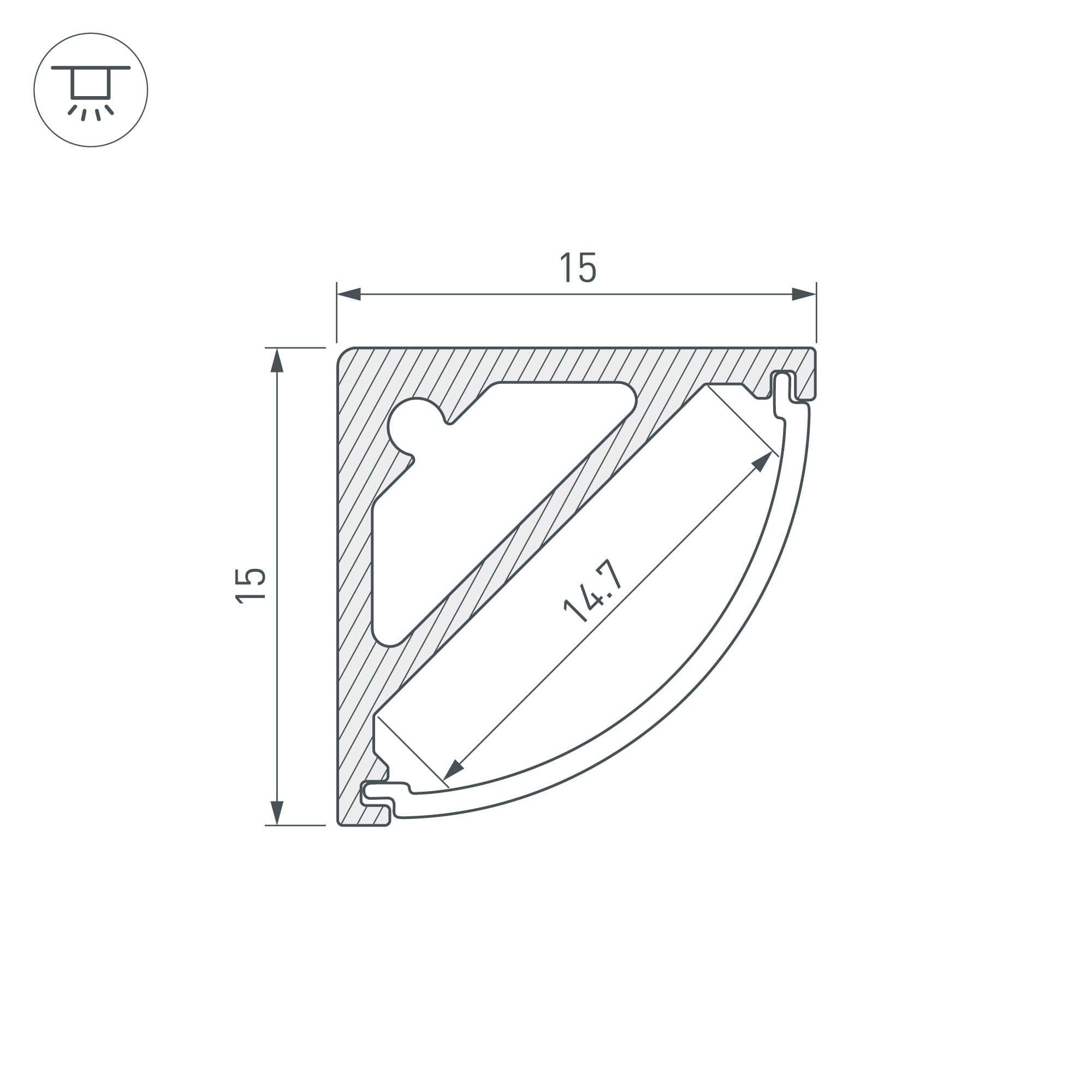 Профиль SL-KANT-H15-3000 ANOD (Arlight, Алюминий) 036043 — фото 3
