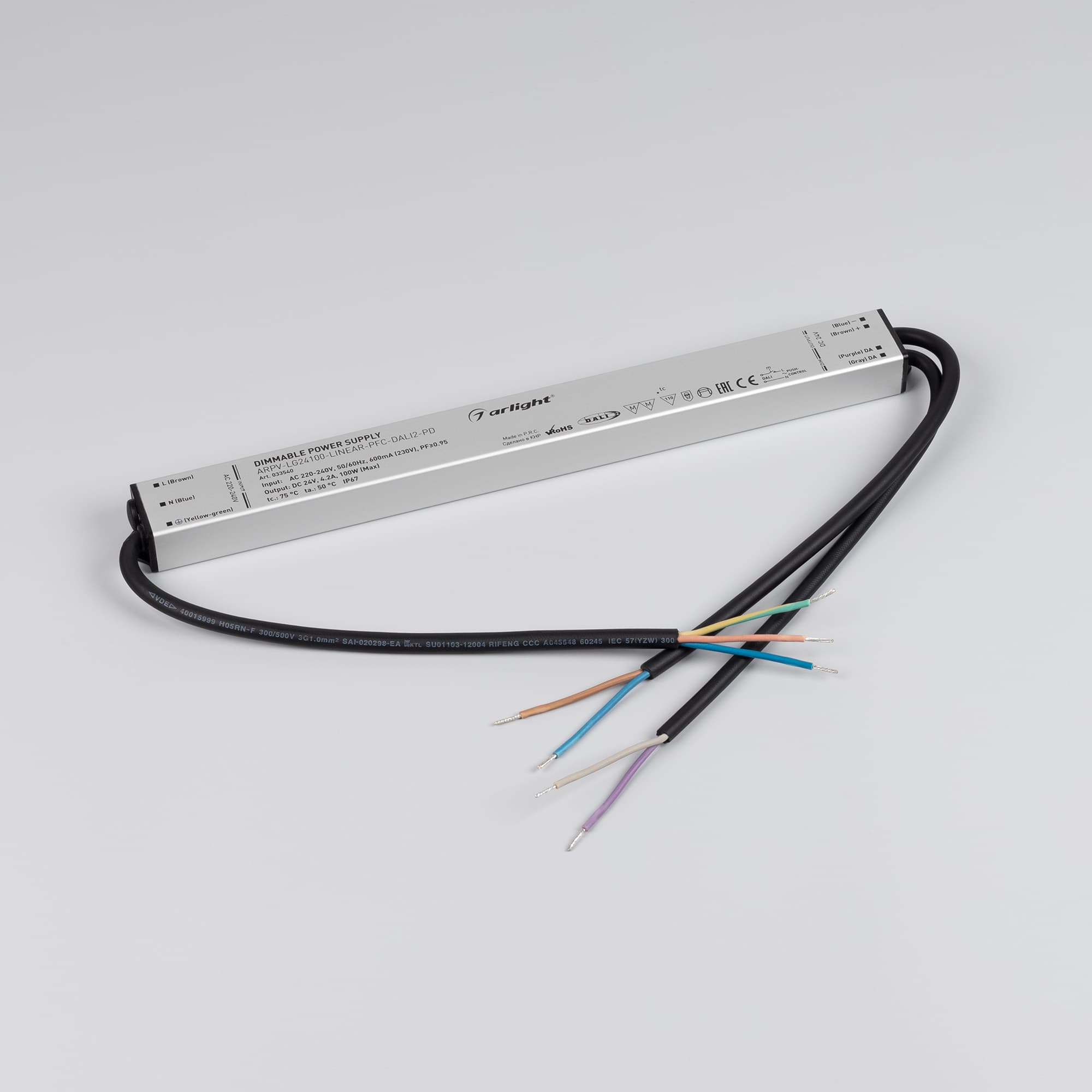 Блок питания ARPV-LG24100-LINEAR-PFC-DALI2-PD (24V, 4.2A, 100W) (Arlight, IP67 Металл, 5 лет) 033540 — фото 2