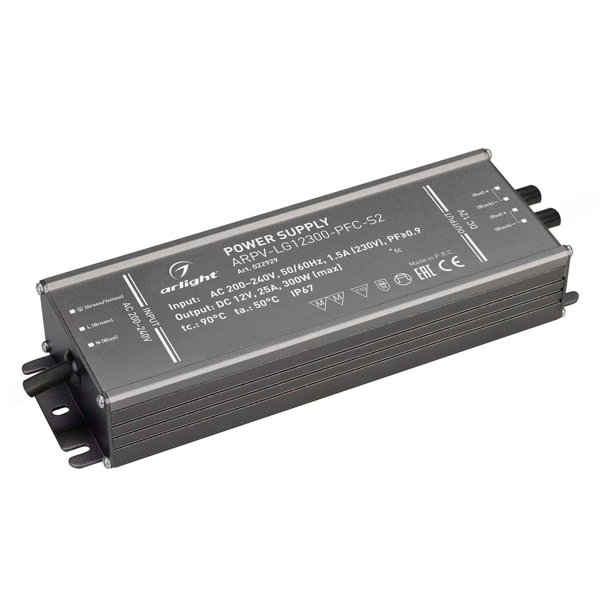 Блок питания ARPV-LG12300-PFC-S2 (12V, 25.0A, 300W) (Arlight, IP67 Металл, 5 лет) 022929 — фото 1