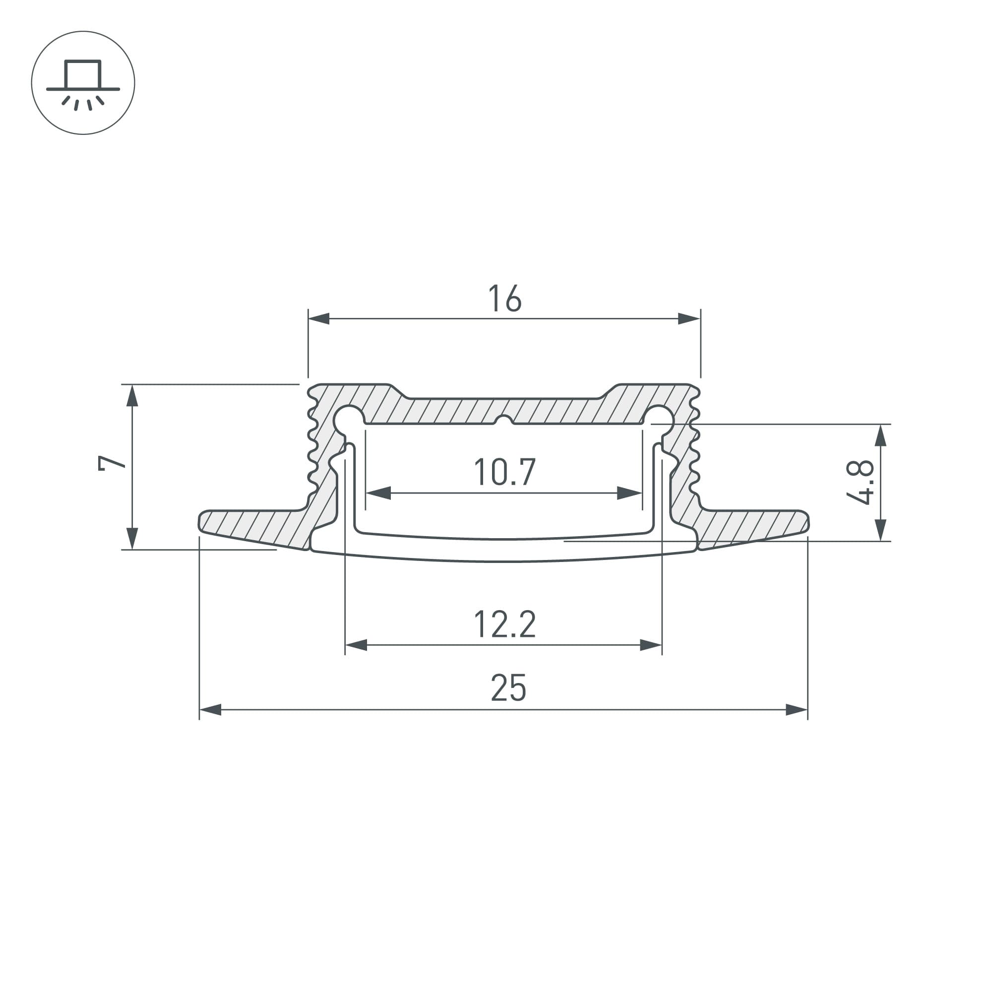Профиль SL-SLIM-H7-F25-2000 ANOD (Arlight, Алюминий) 023717 — фото 3
