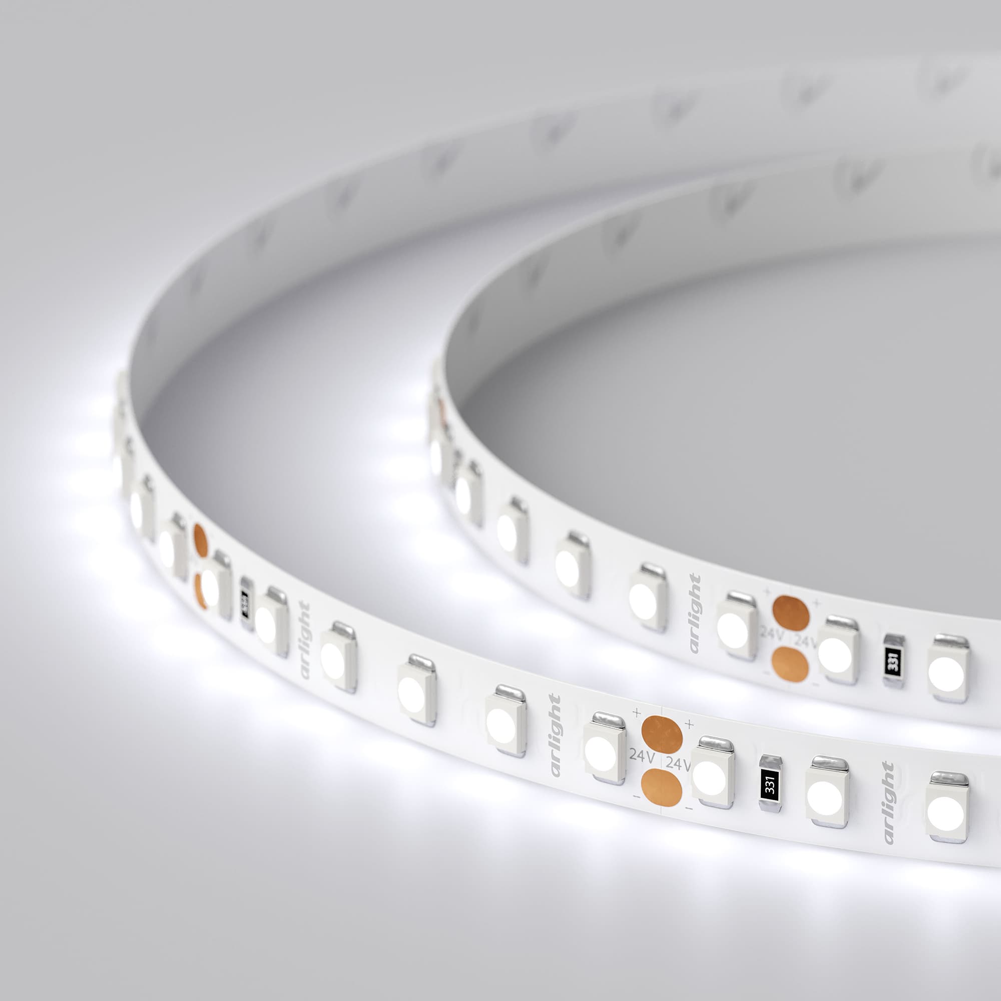 Светодиодная лента RT 2-5000 24V Cool 8K 2x (3528, 600 LED, LUX) (Arlight, 9.6 Вт/м, IP20) 013747 — фото 5