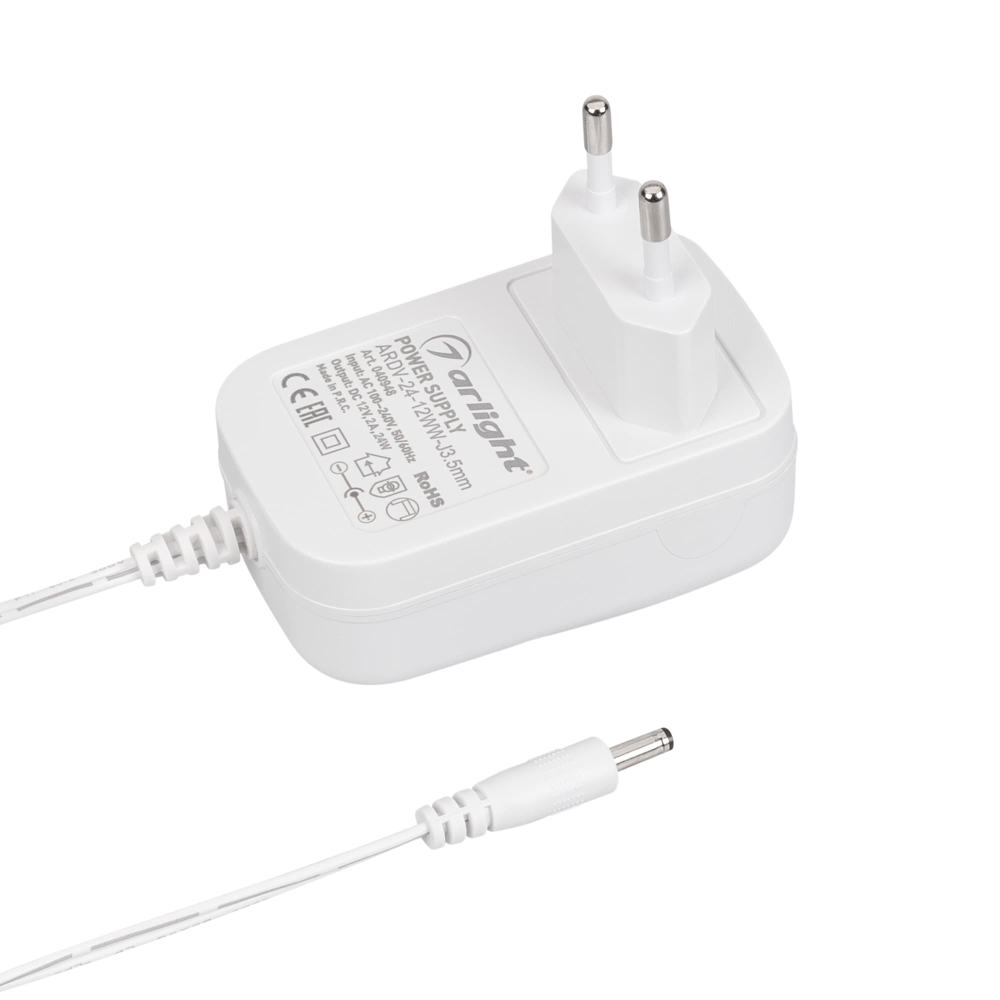 Блок питания ARDV-24-12WW-J3.5mm (12V, 2A, 24W) (Arlight, Адаптер, 3 года) 040948 Arlight — фото 1