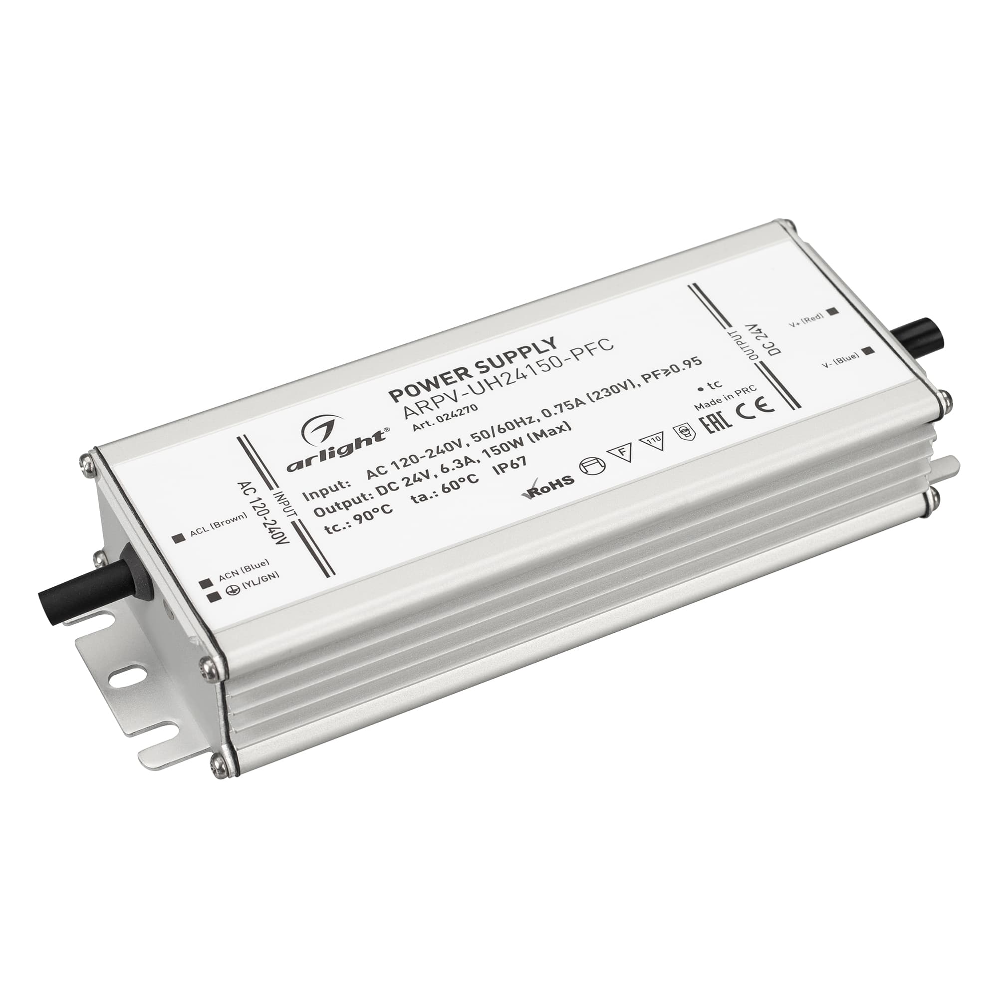 Блок питания ARPV-UH24150-PFC (24V, 6.3A, 150W) (Arlight, IP67 Металл, 7 лет) 024270 Arlight — фото 1