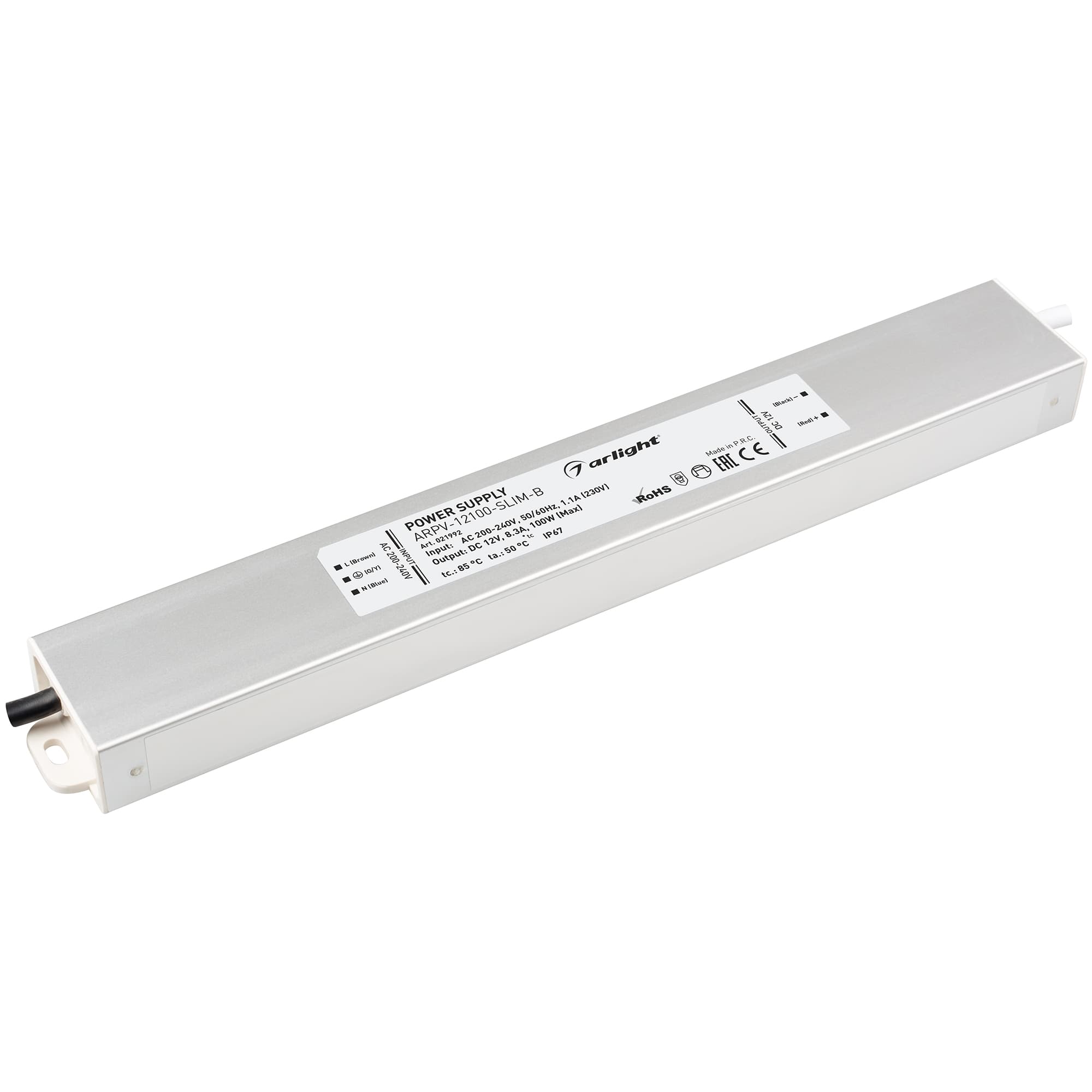Блок питания ARPV-12100-SLIM-B (12V, 8.3A, 100W) (Arlight, IP67 Металл, 3 года) 021992 — фото 1
